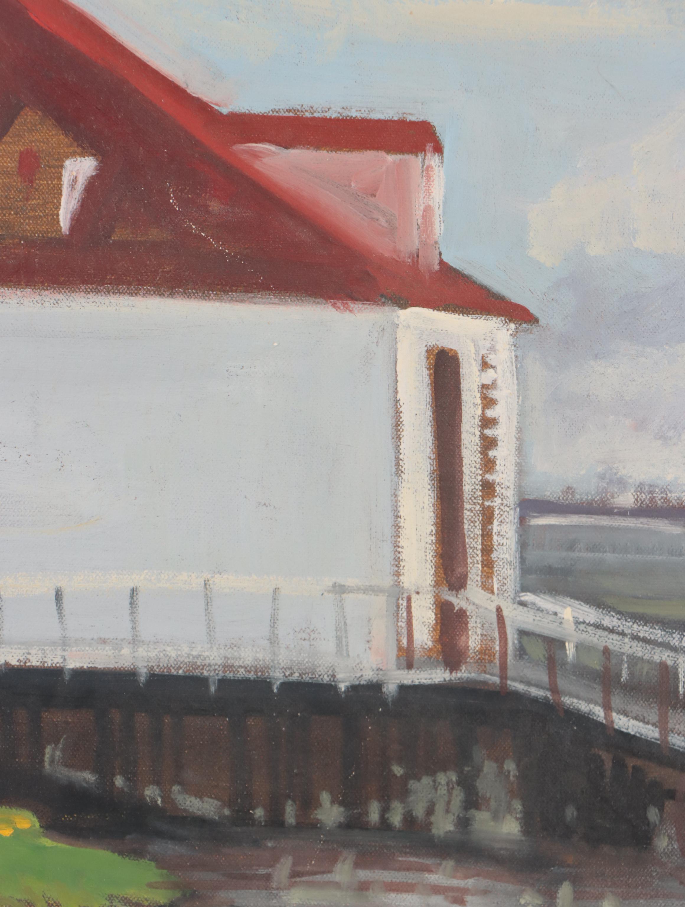 William J. Greenwood Oil Painting "Townsends Inlet Coast Guard Station," 1980