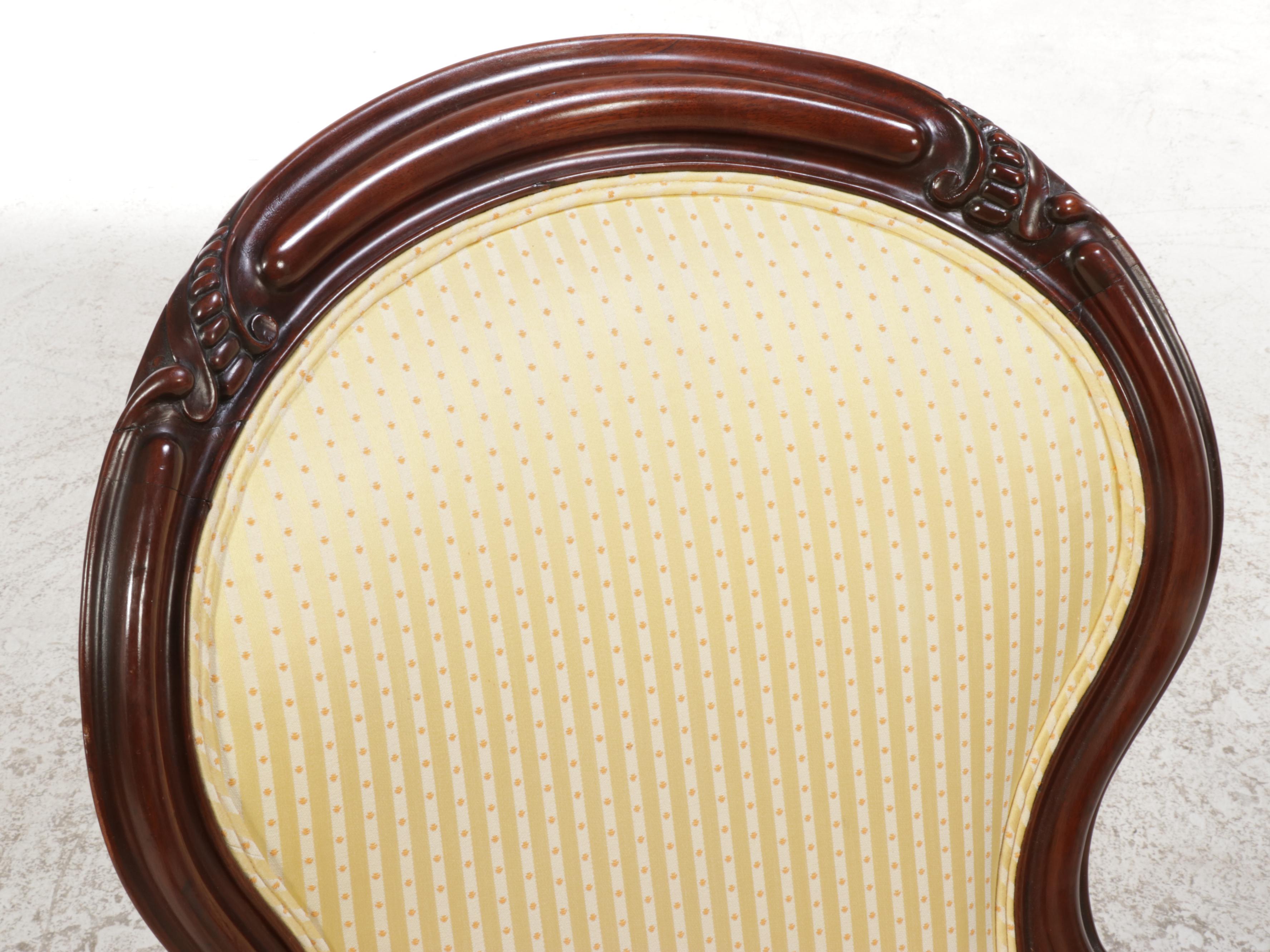 American Rococo Revival Walnut and Custom-Upholstered Parlor Chair, circa 1870