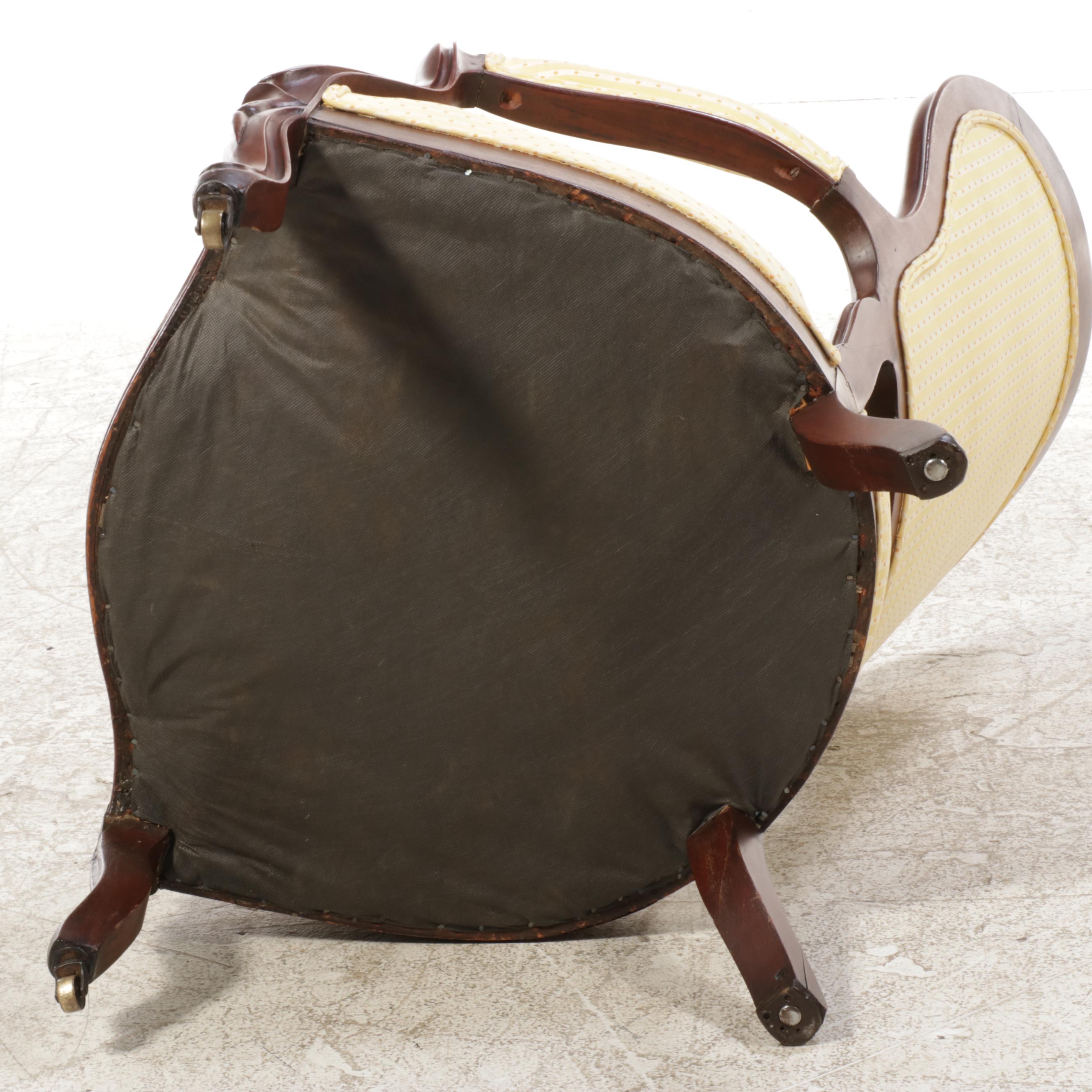 American Rococo Revival Walnut and Custom-Upholstered Parlor Chair, circa 1870