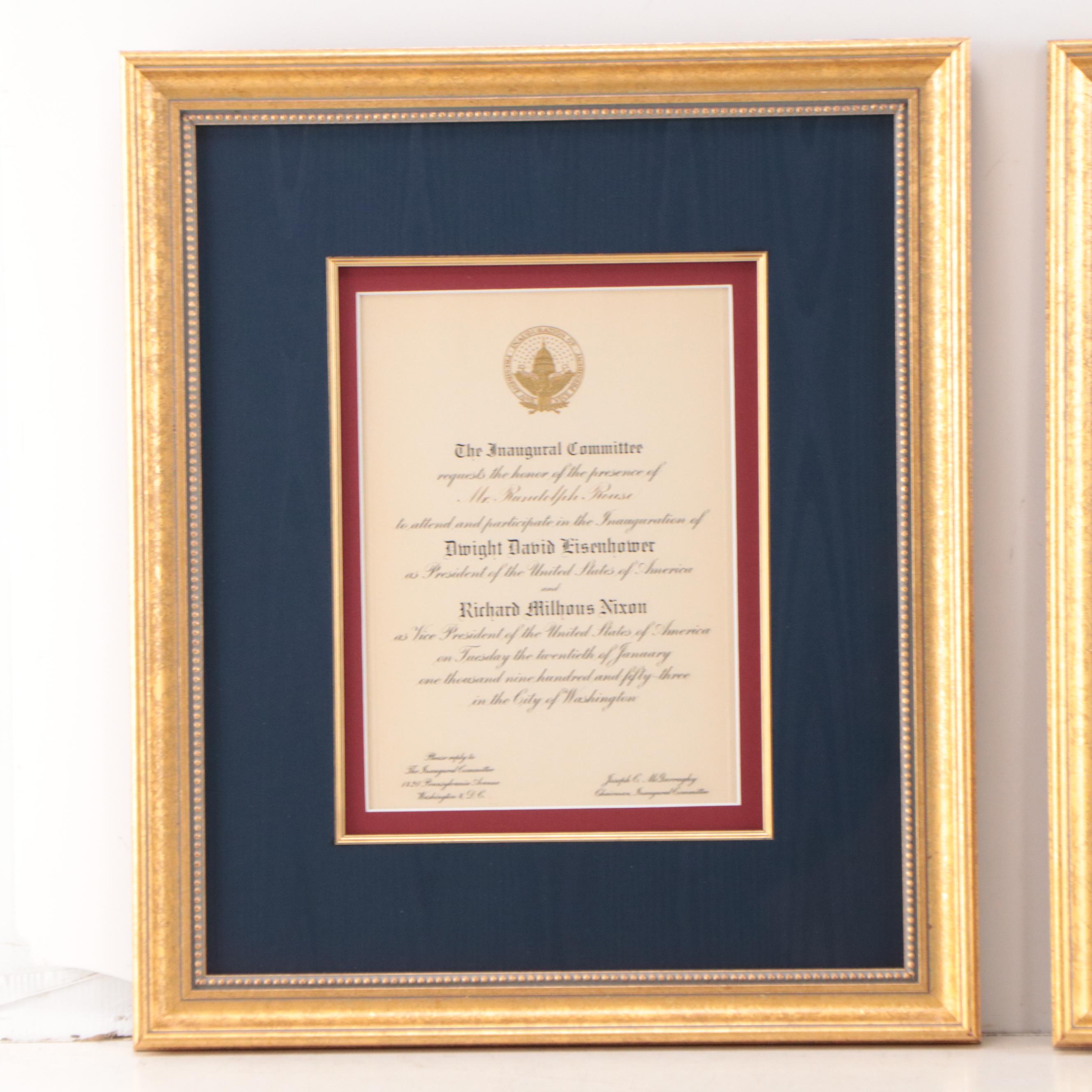 Presidential Inauguration Invitations for Harry S Truman and Dwight D Eisenhower