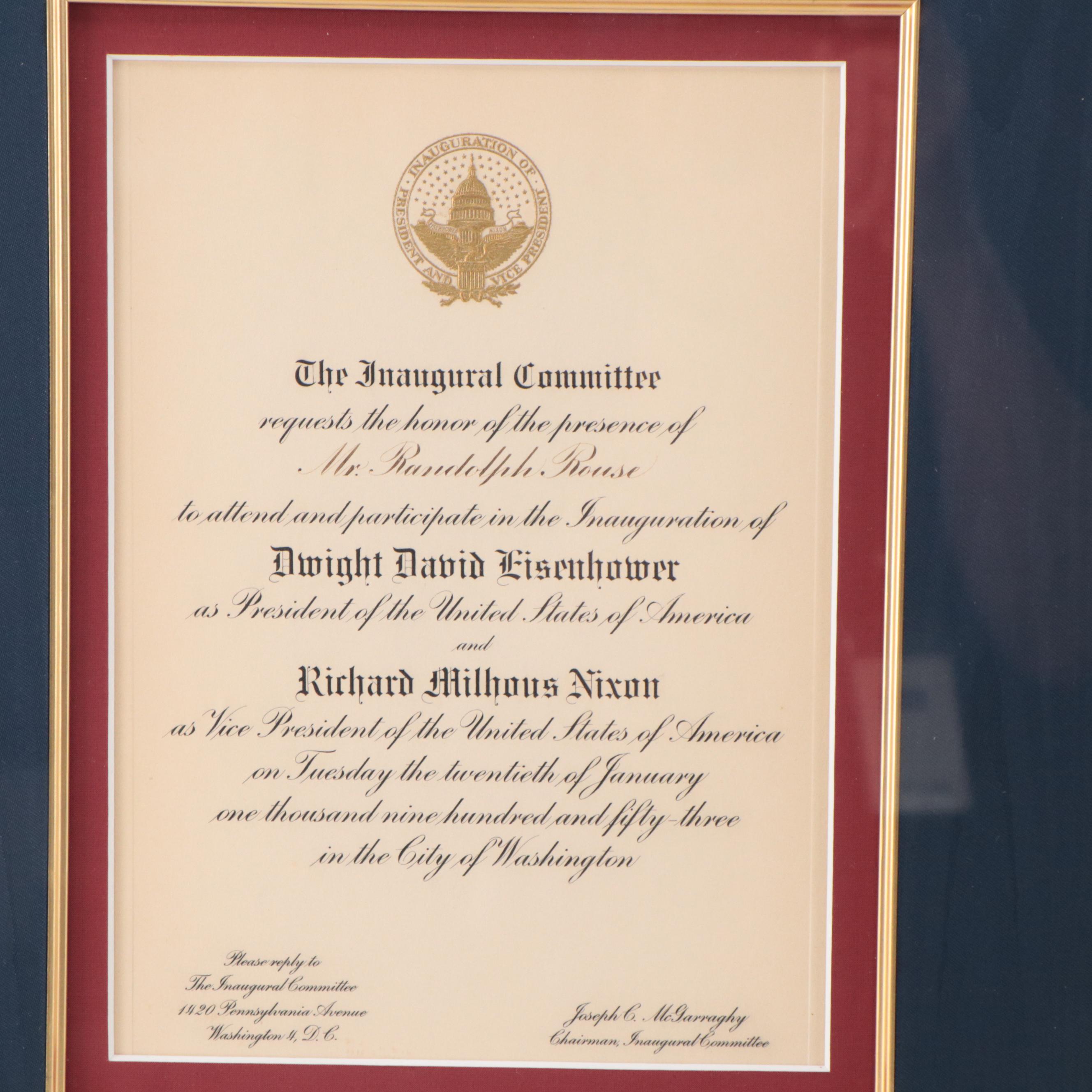 Presidential Inauguration Invitations for Harry S Truman and Dwight D Eisenhower