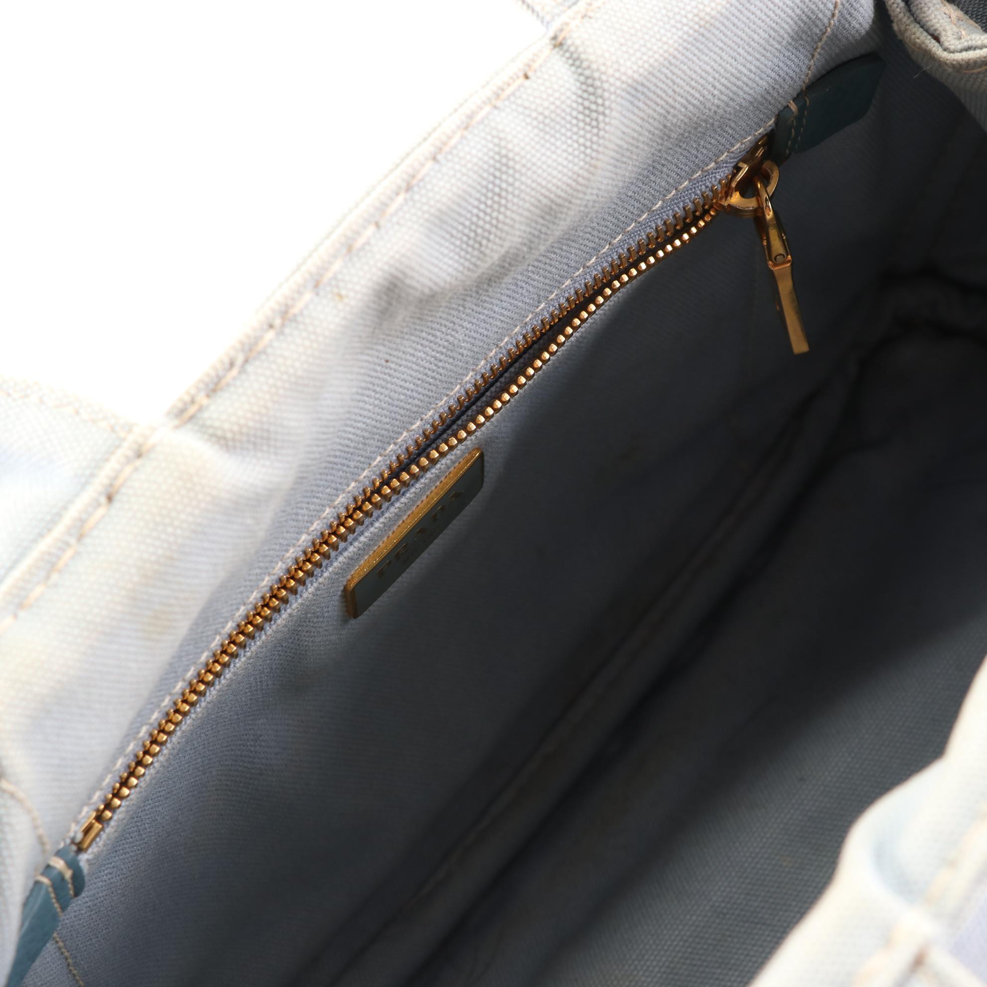 Prada Canapa Logo Tote Bag in Light Blue Canvas