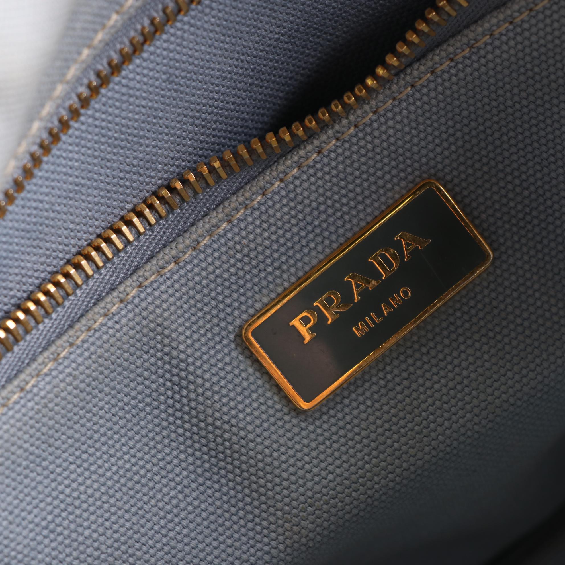 Prada Canapa Logo Tote Bag in Light Blue Canvas