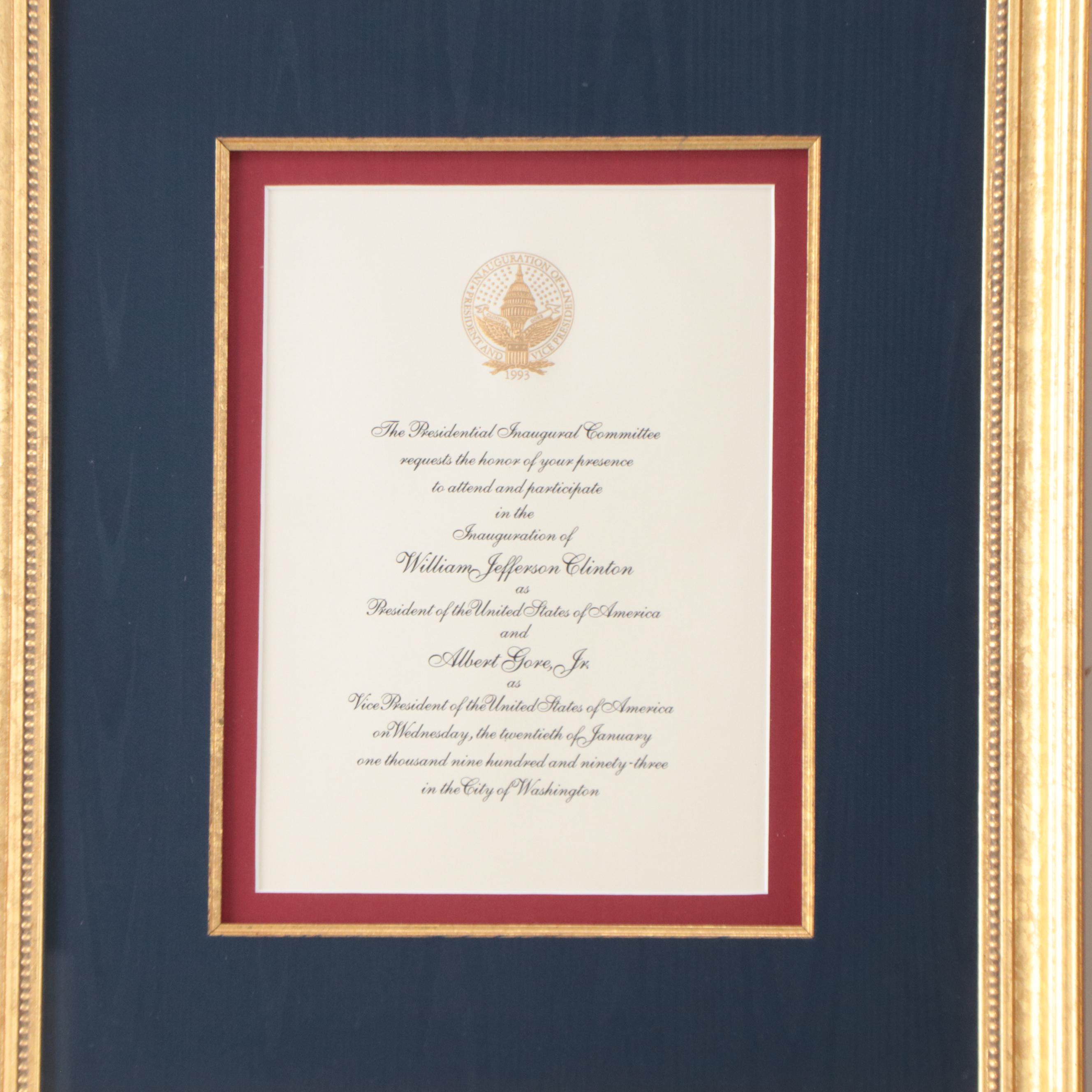 Presidential Inauguration Invitations for Bill Clinton and Barack Obama