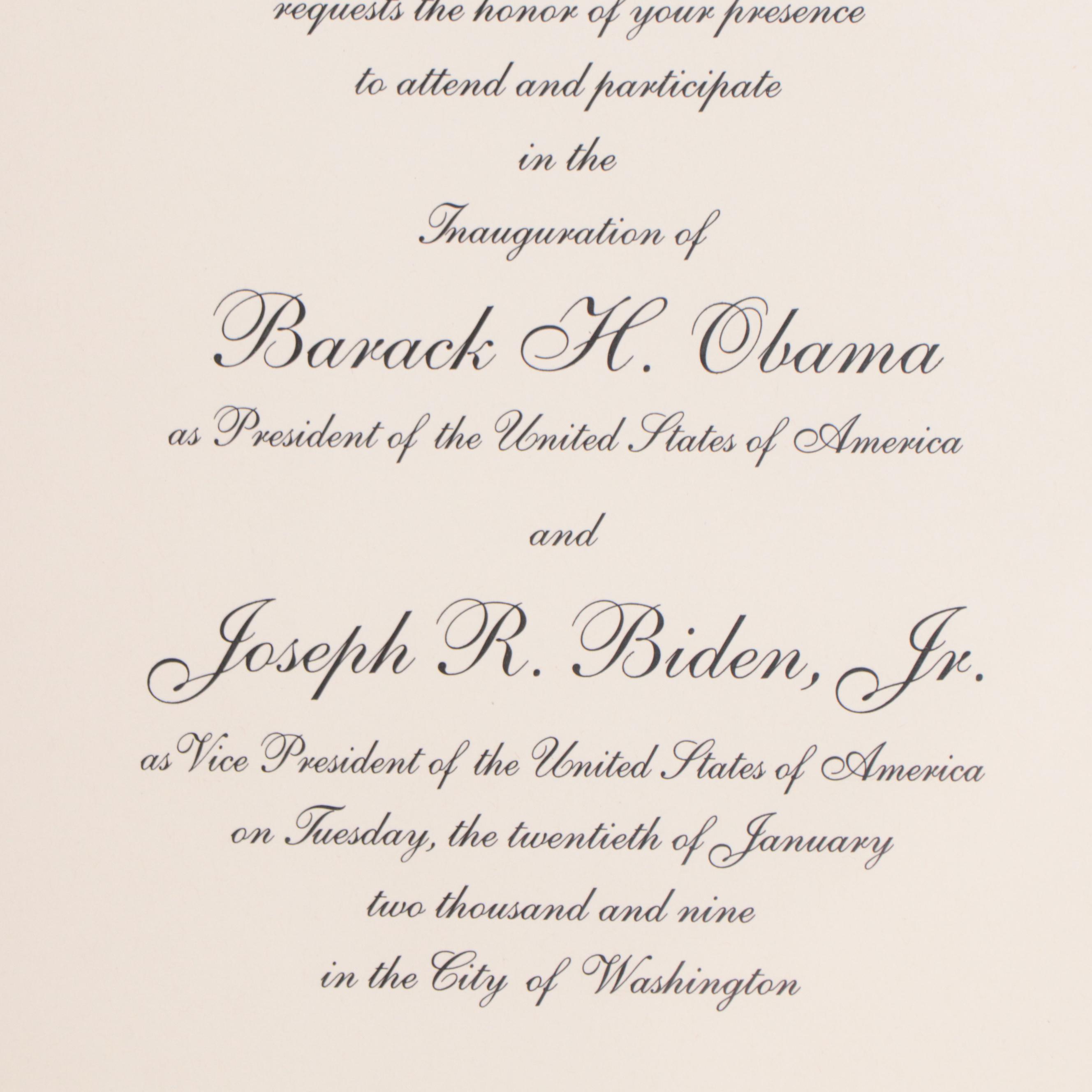 Presidential Inauguration Invitations for Bill Clinton and Barack Obama