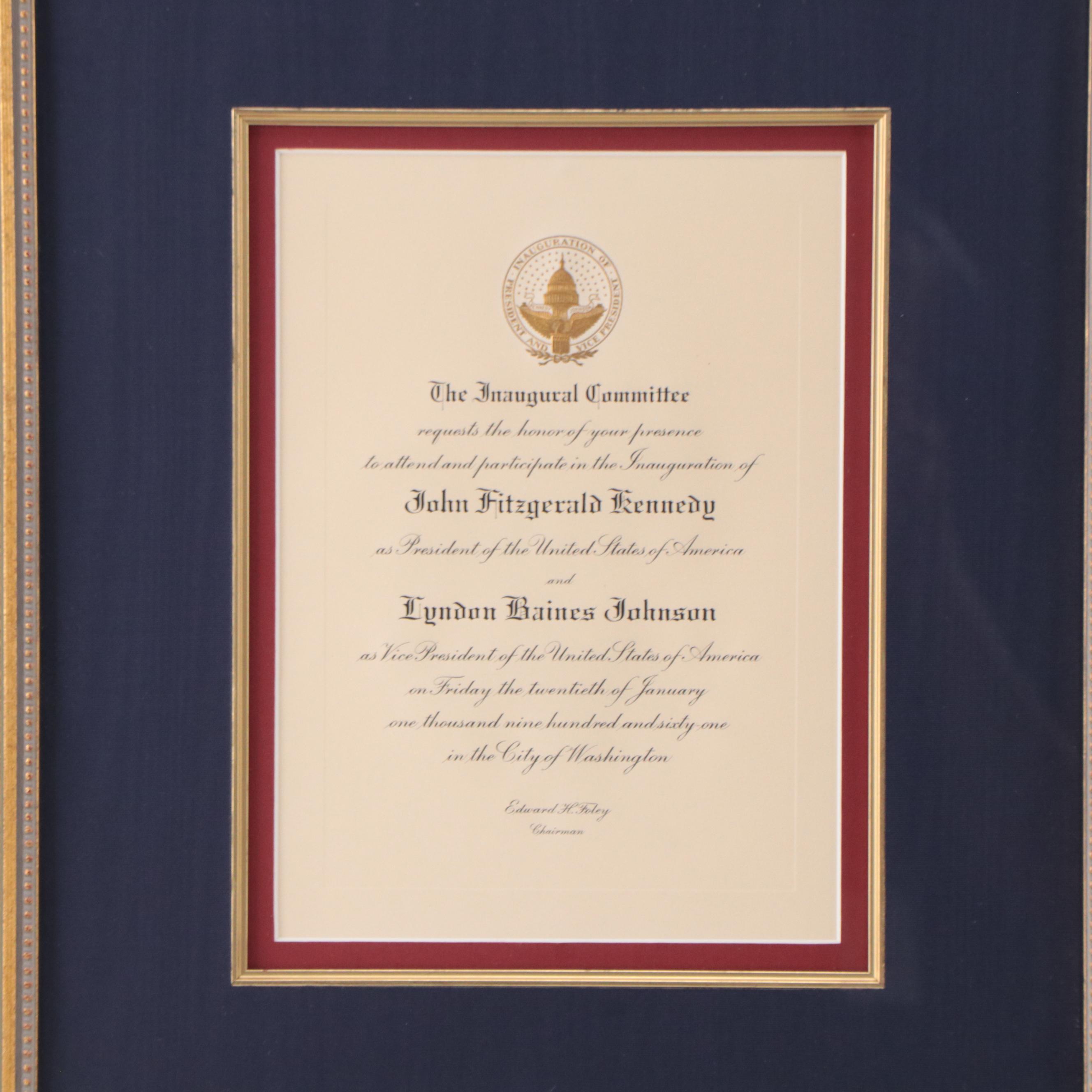 Presidential Inauguration Invitations from John Kennedy and Lyndon Johnson