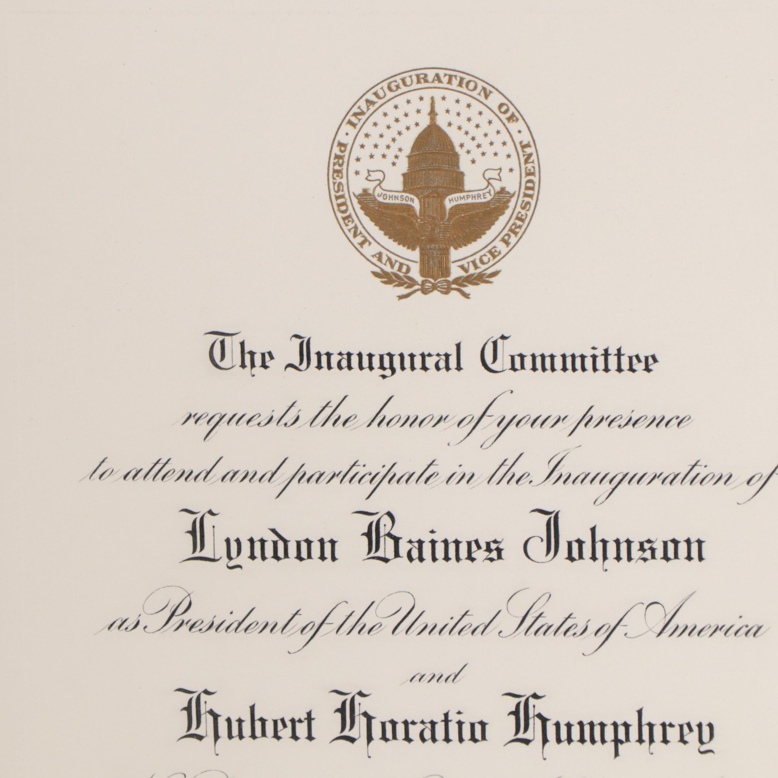 Presidential Inauguration Invitations from John Kennedy and Lyndon Johnson