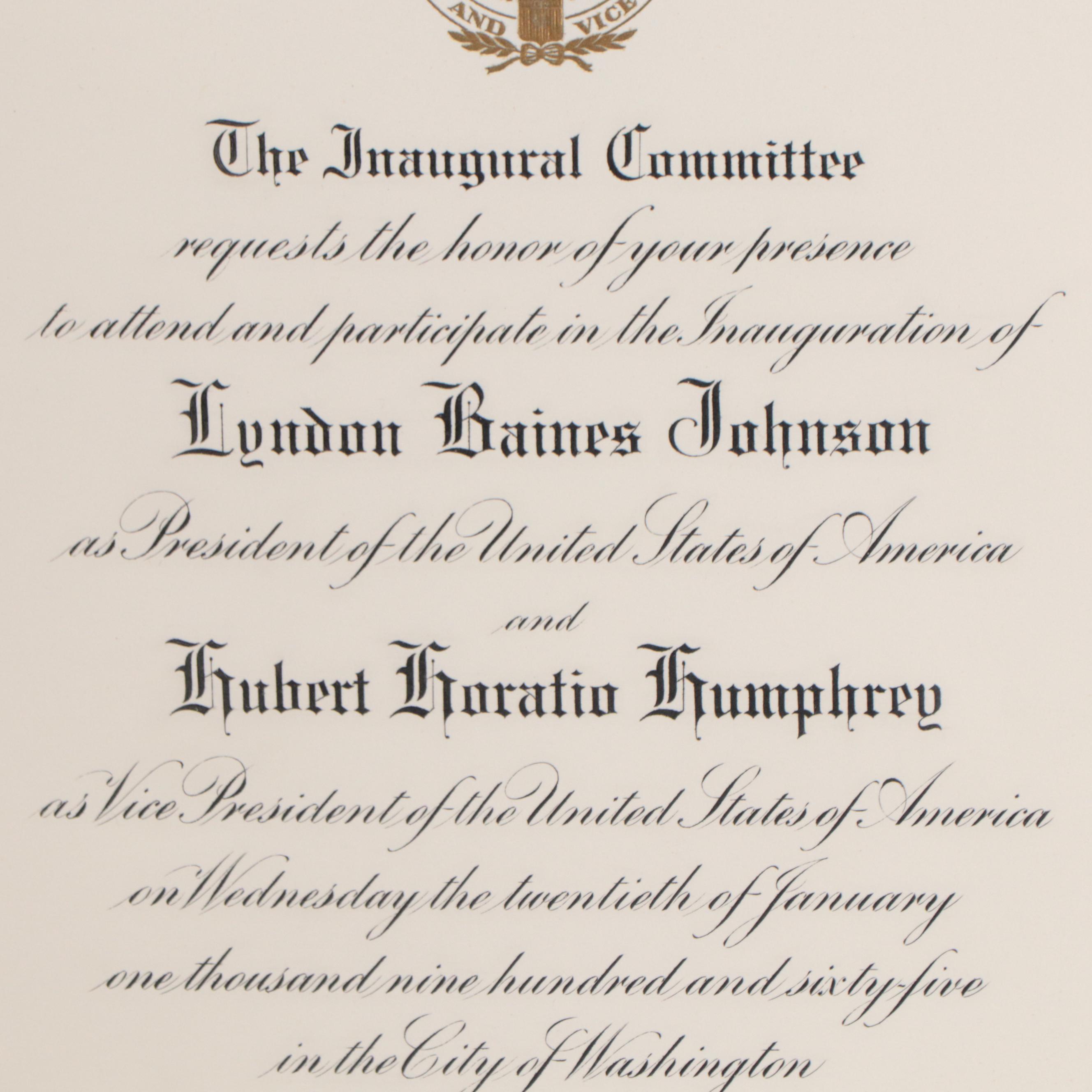 Presidential Inauguration Invitations from John Kennedy and Lyndon Johnson