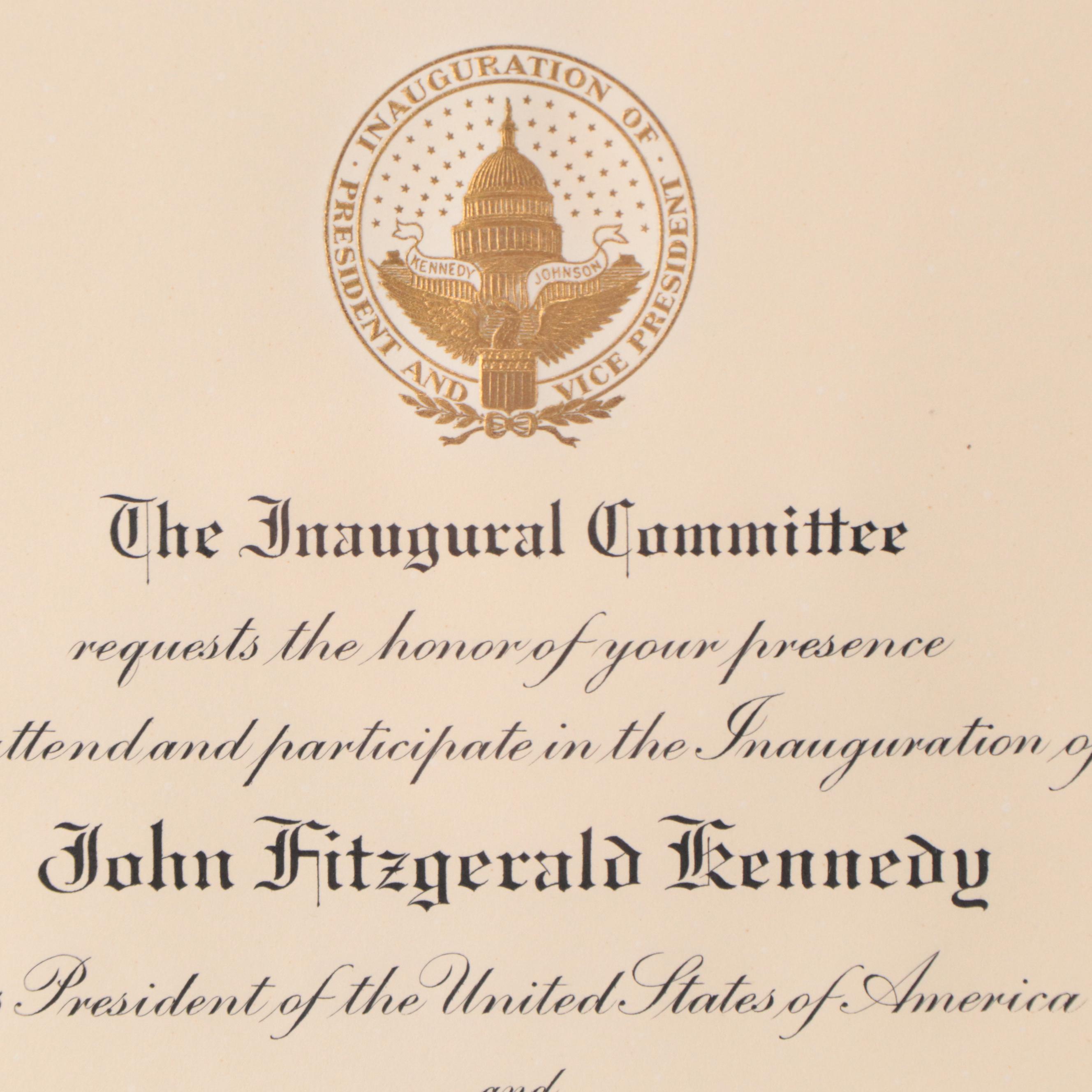 Presidential Inauguration Invitations from John Kennedy and Lyndon Johnson