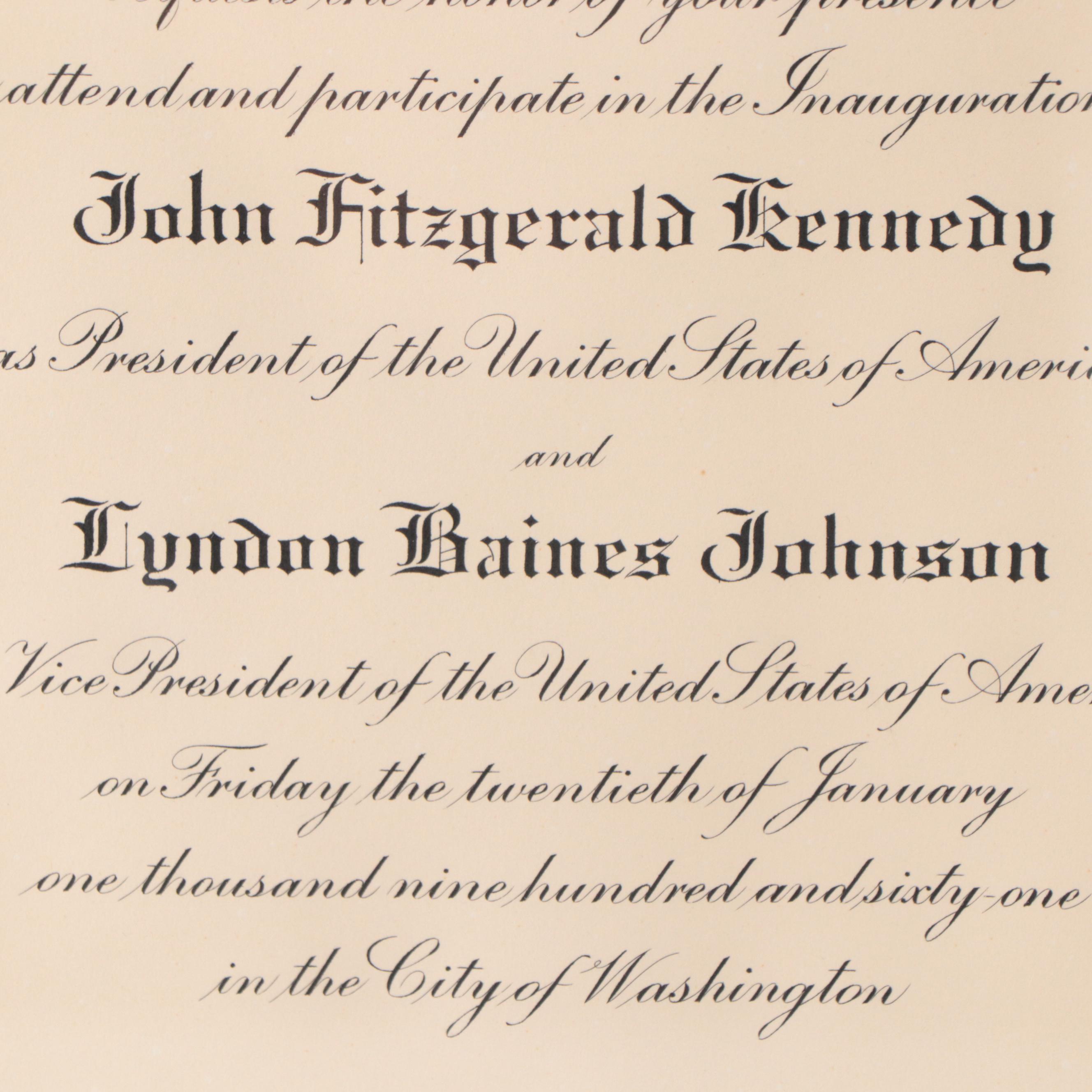 Presidential Inauguration Invitations from John Kennedy and Lyndon Johnson