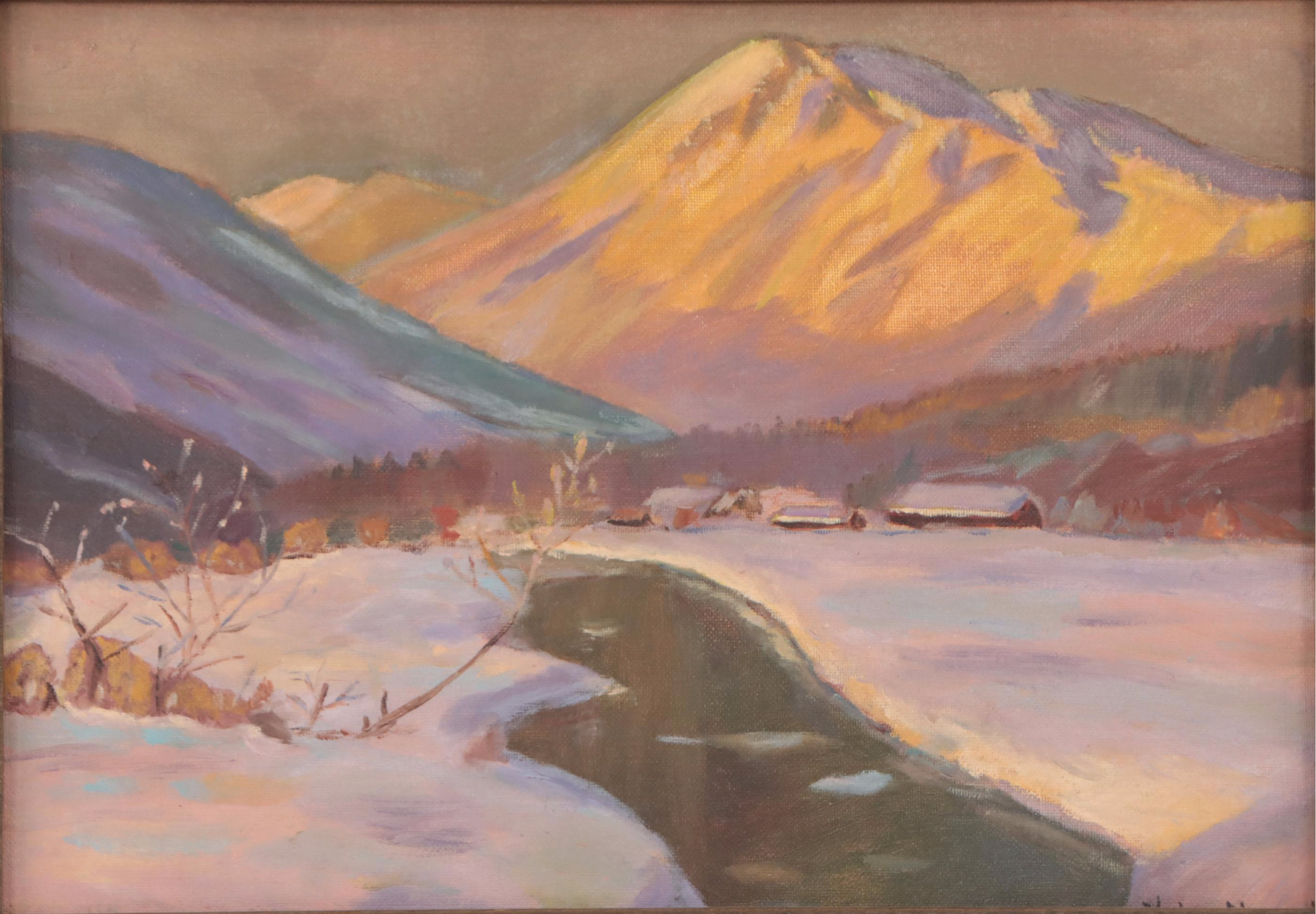 Helen Mynark Landscape Oil Painting "The Swiss Alps," 1967