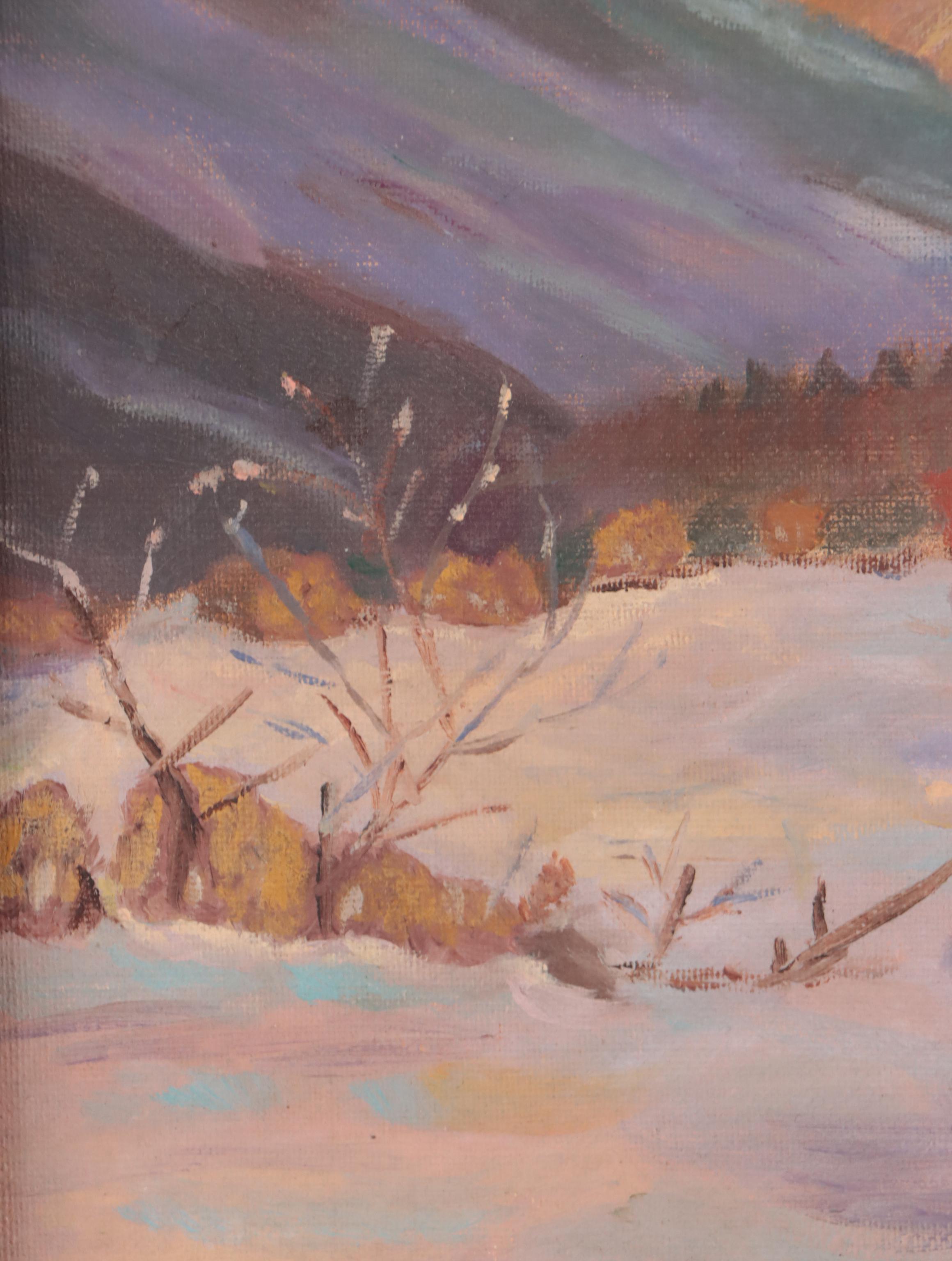 Helen Mynark Landscape Oil Painting "The Swiss Alps," 1967