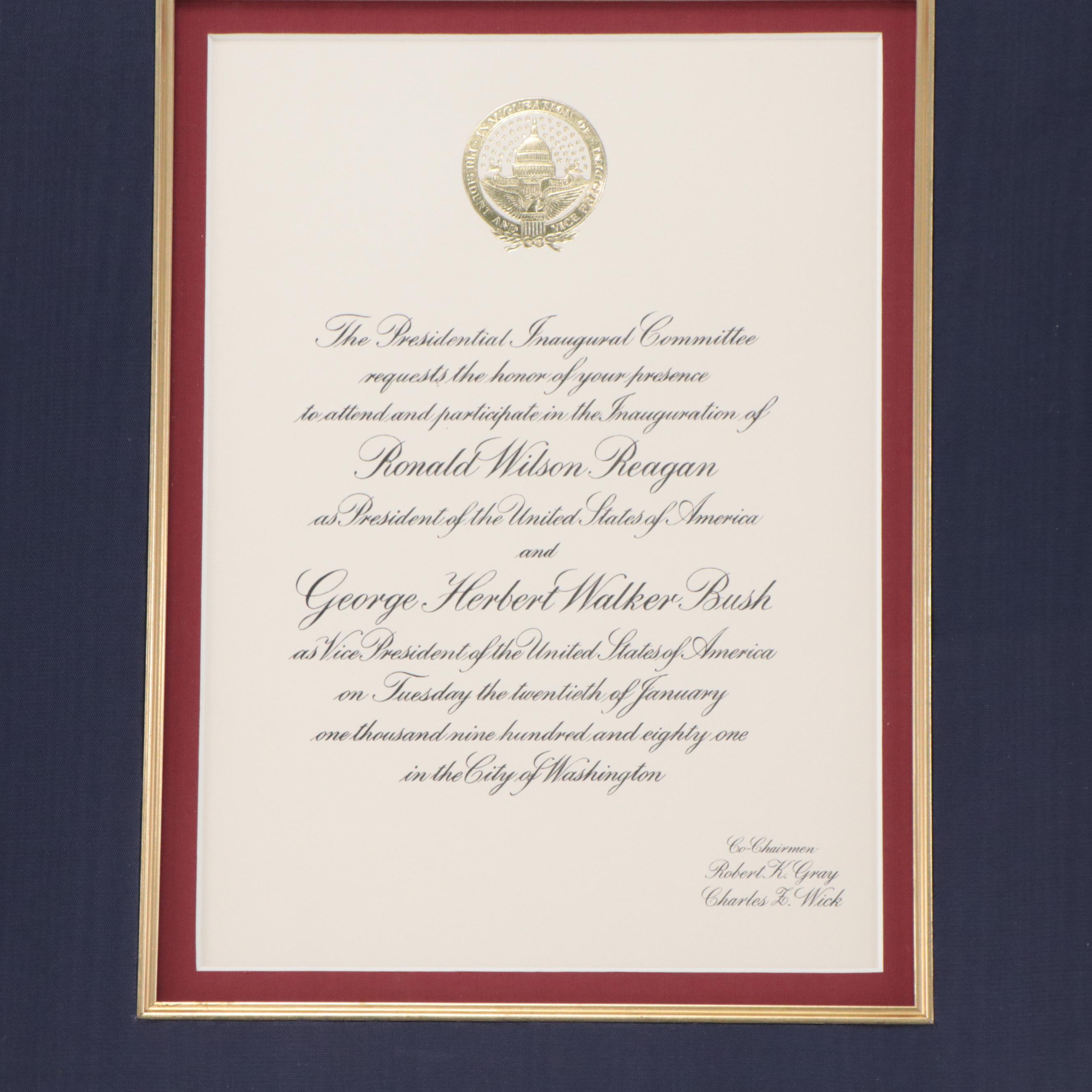 Presidential Inauguration Invitations for Reagan, Bush and George W Bush