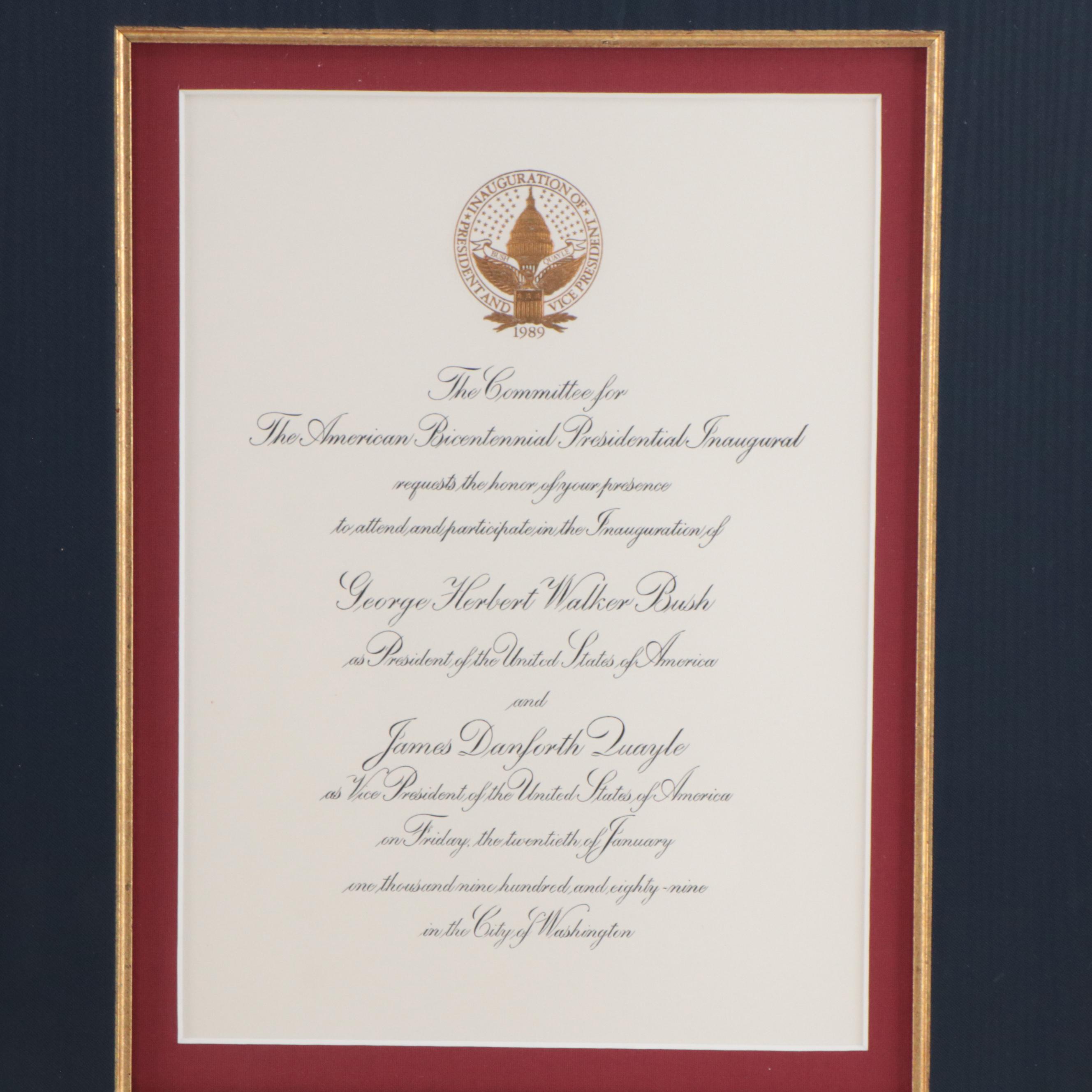 Presidential Inauguration Invitations for Reagan, Bush and George W Bush