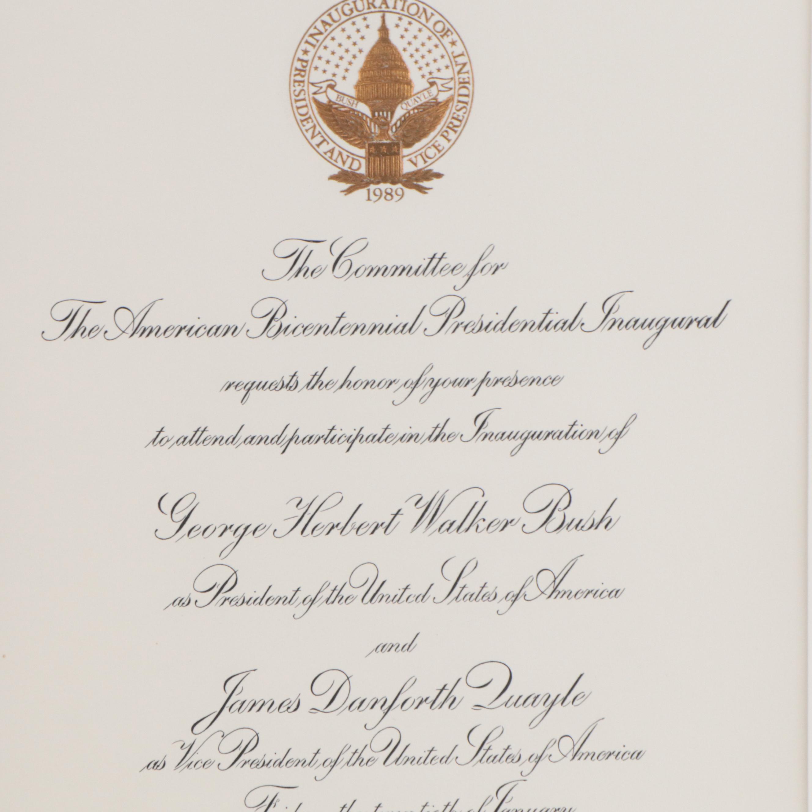 Presidential Inauguration Invitations for Reagan, Bush and George W Bush