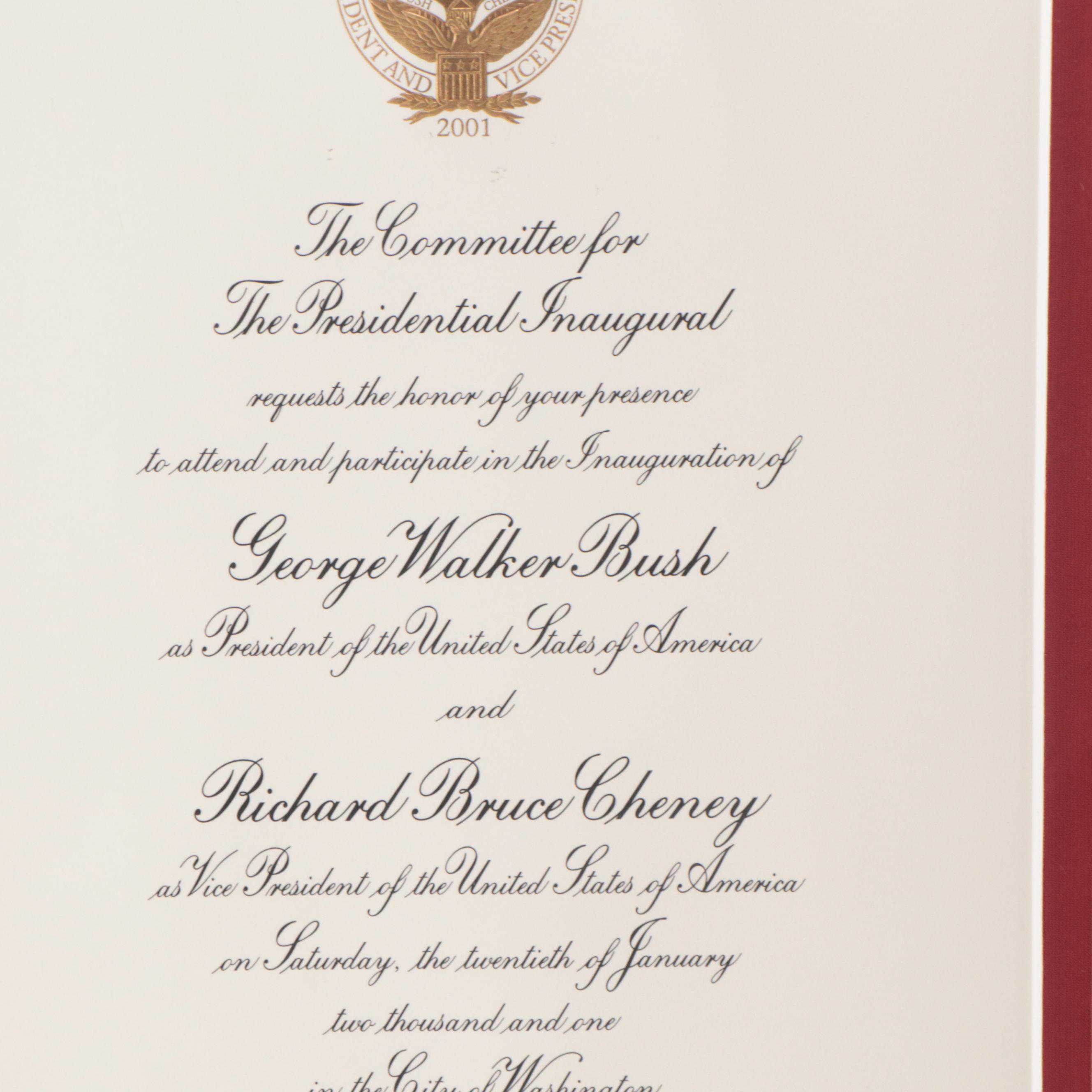Presidential Inauguration Invitations for Reagan, Bush and George W Bush