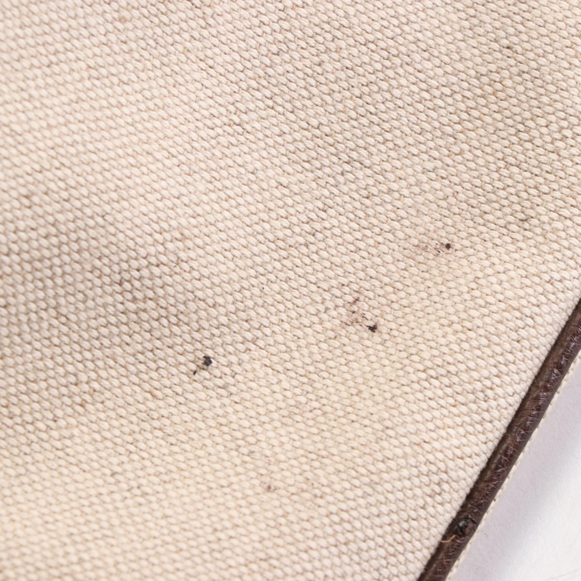 Prada Canapa Domed Handbag in Canvas with Ostrich Leather Trim