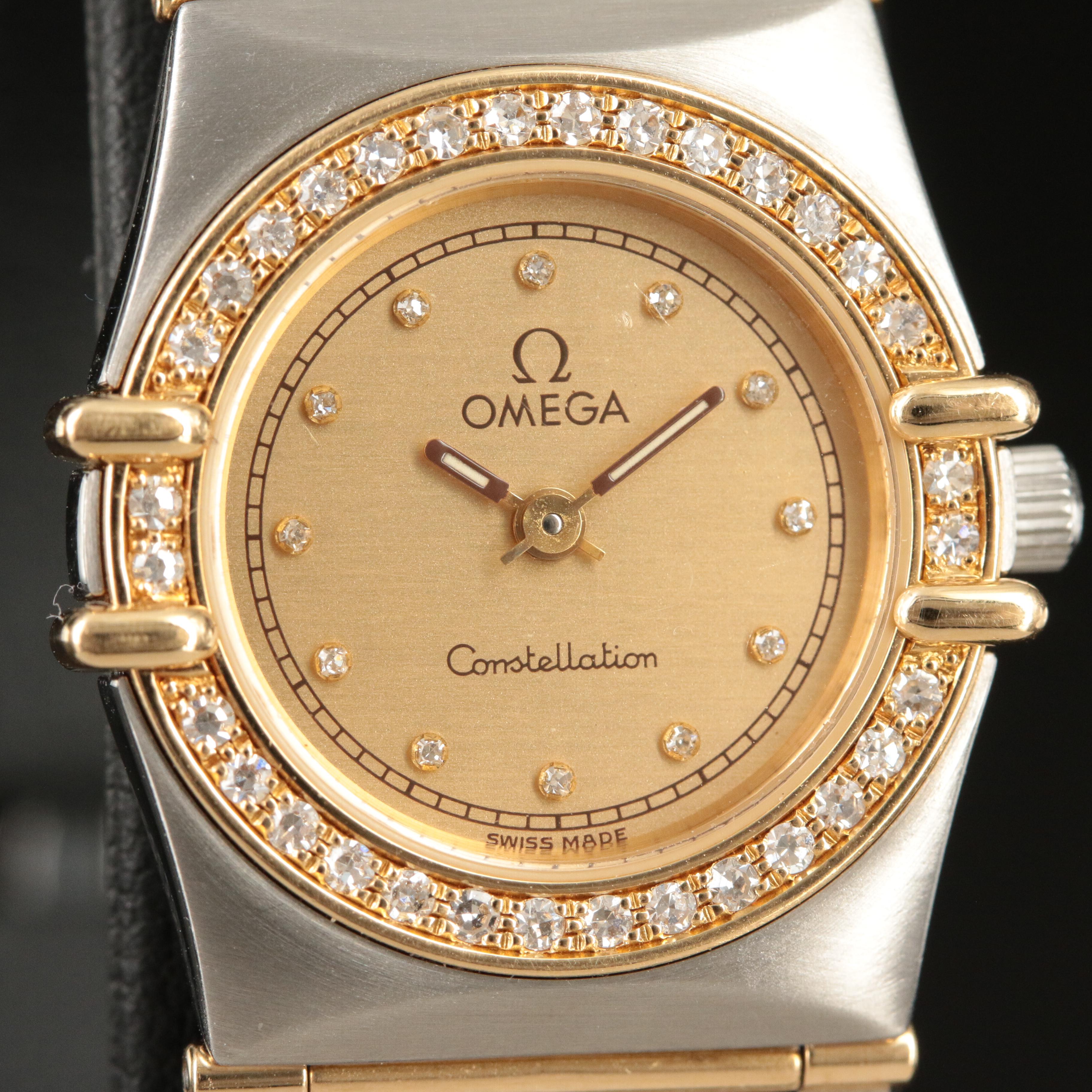 18K and Stainless Steel Omega Constellation Diamond Watch