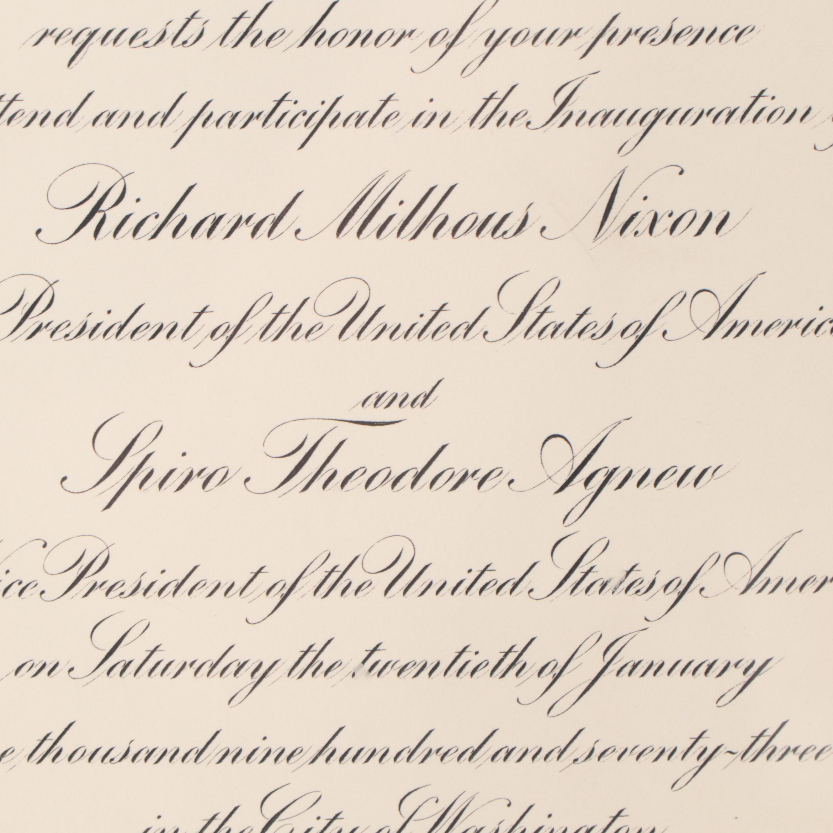 Presidential Inauguration Invitations for Richard Nixon and Jimmy Carter