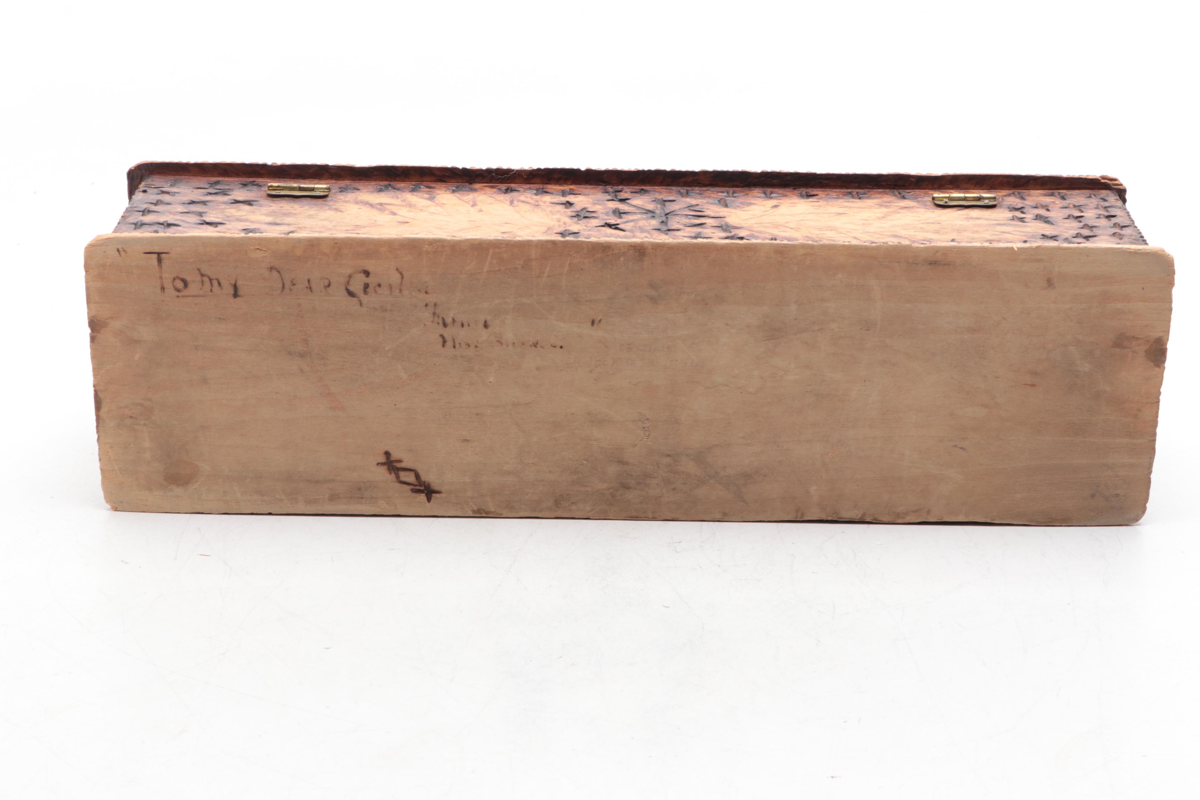 Late Victorian Pyrography Glove and Pencil Boxes, Circa 1900