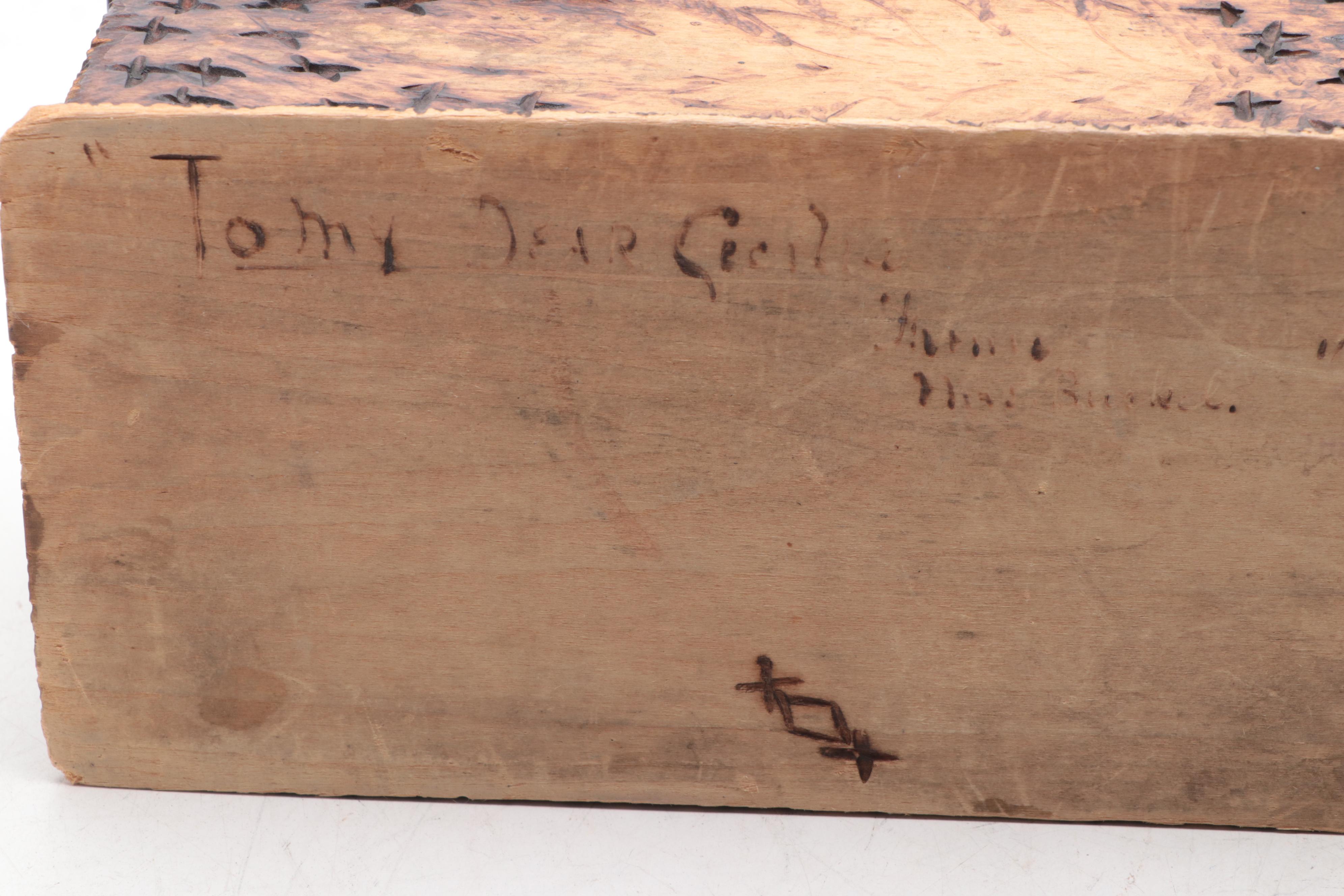 Late Victorian Pyrography Glove and Pencil Boxes, Circa 1900