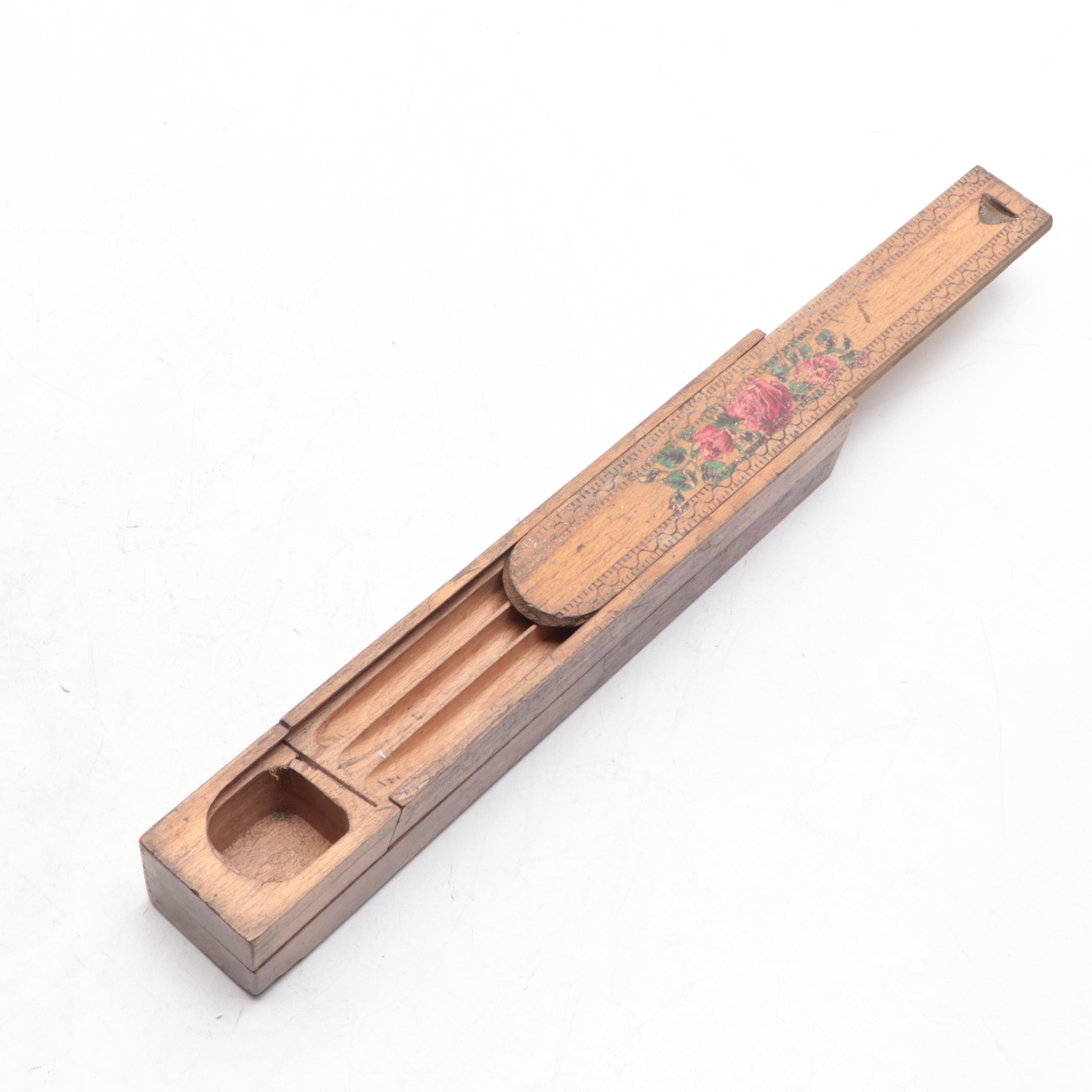 Late Victorian Pyrography Glove and Pencil Boxes, Circa 1900