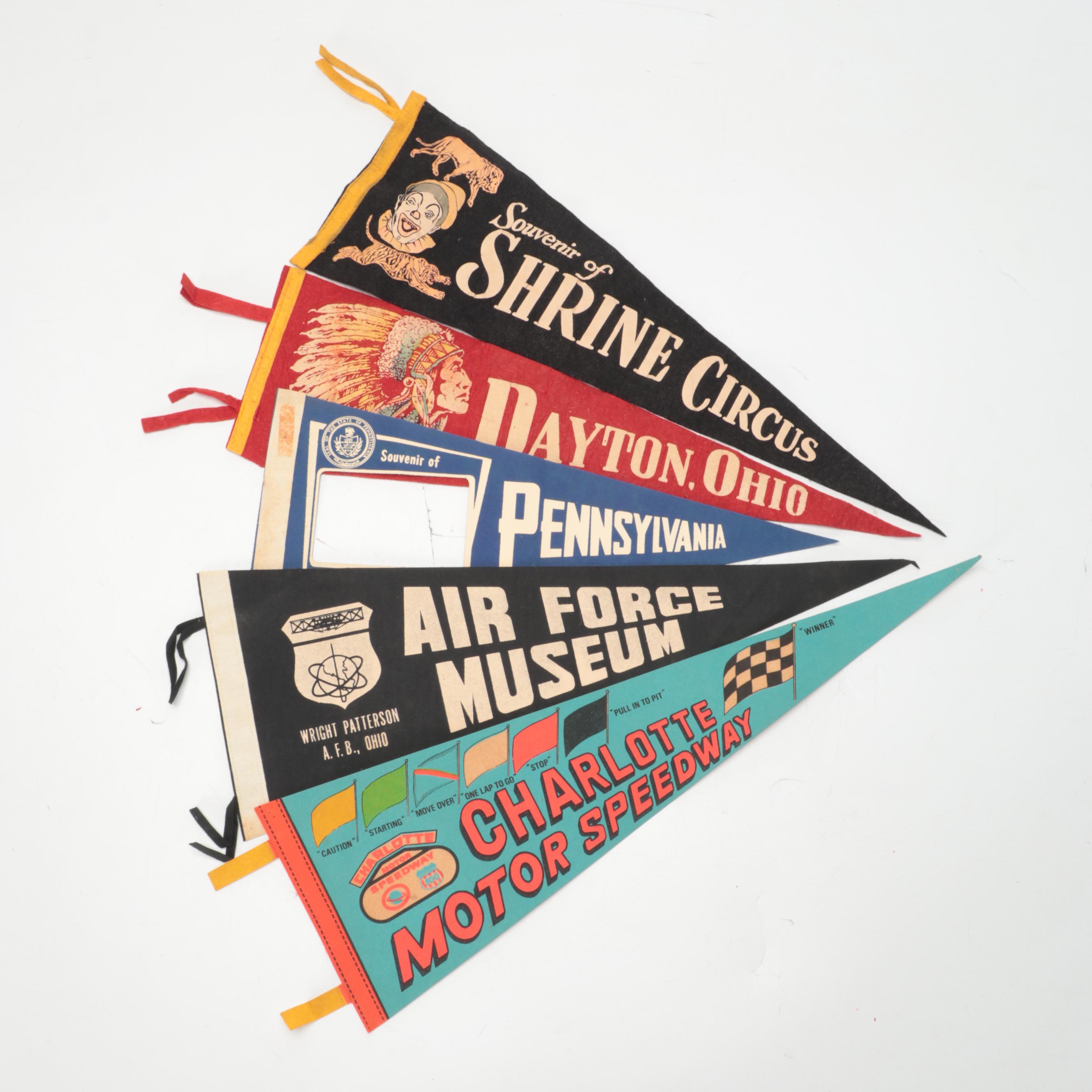 Charlotte Motor Speedway, Niagara Falls, and More Vintage Pennants