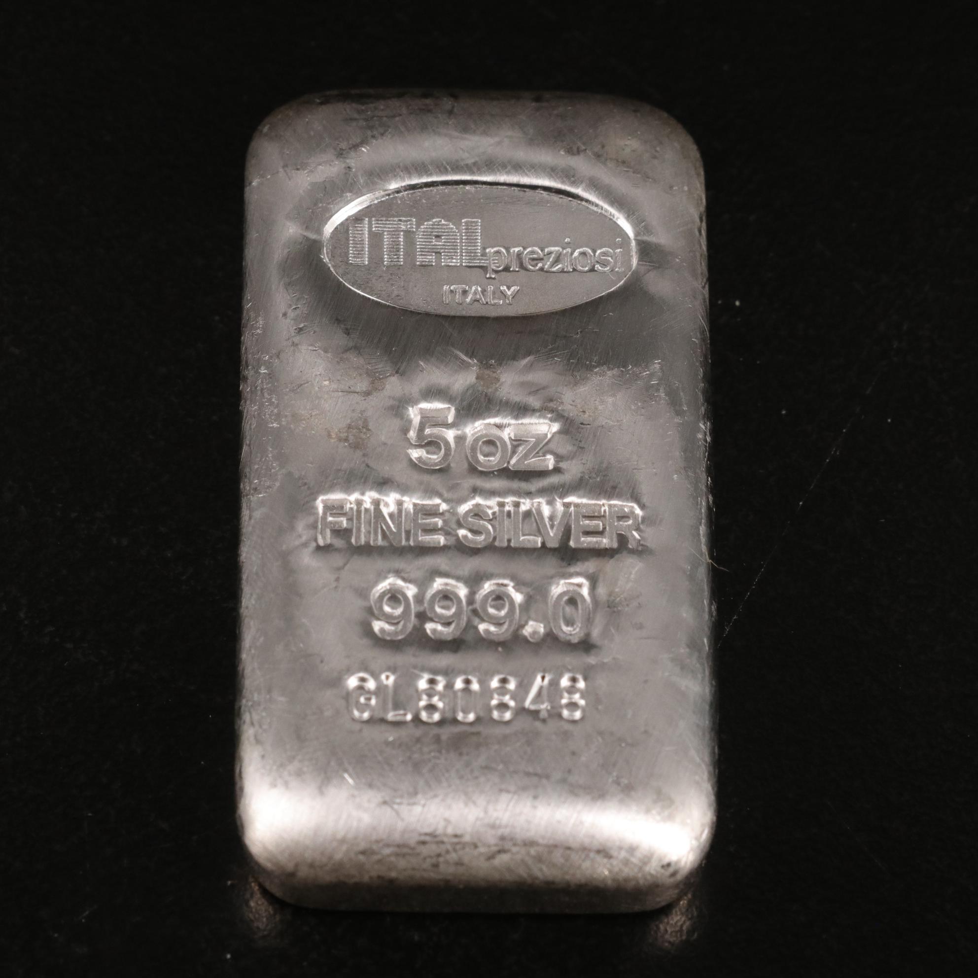 Group of Ten Five Ounce Silver Bars