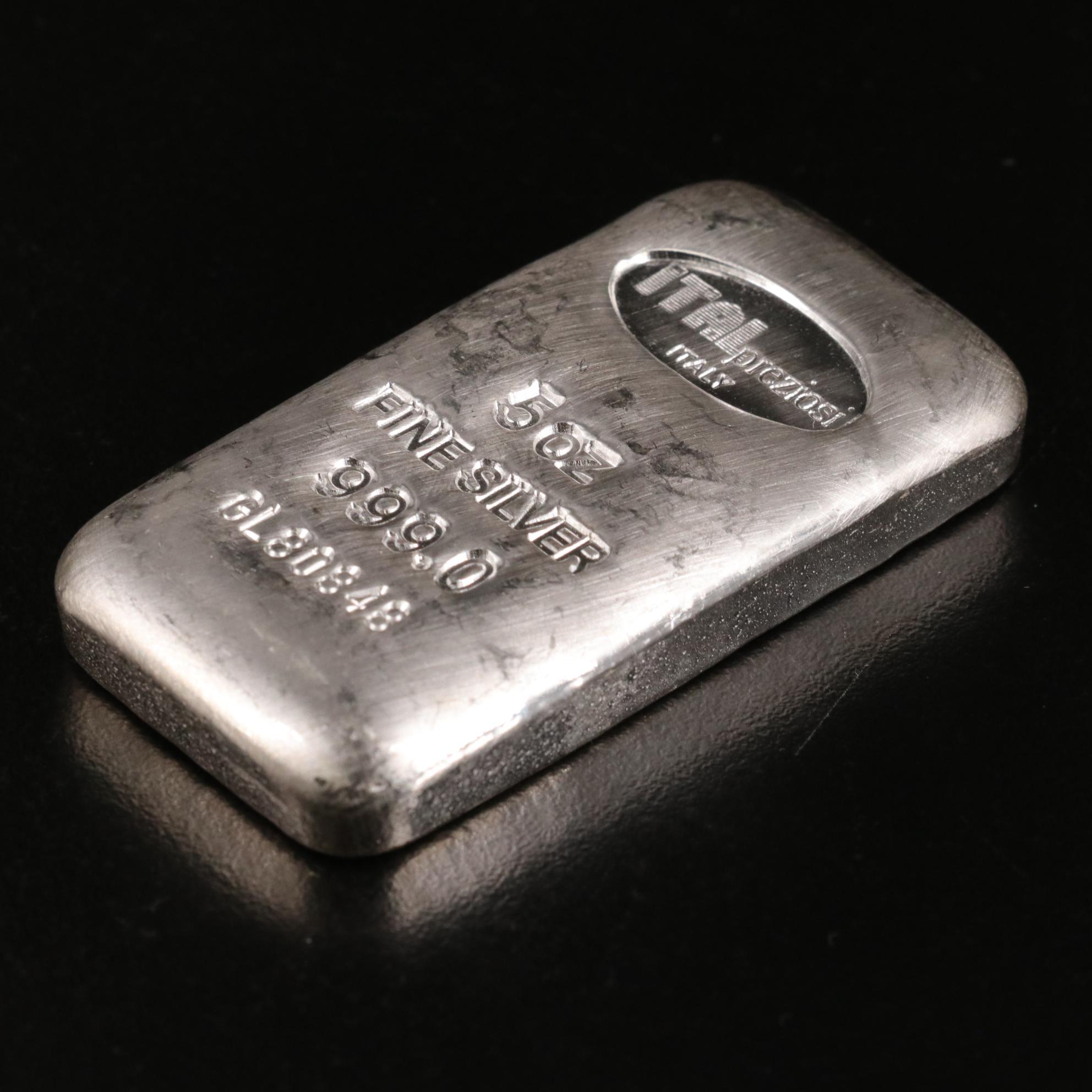 Group of Ten Five Ounce Silver Bars