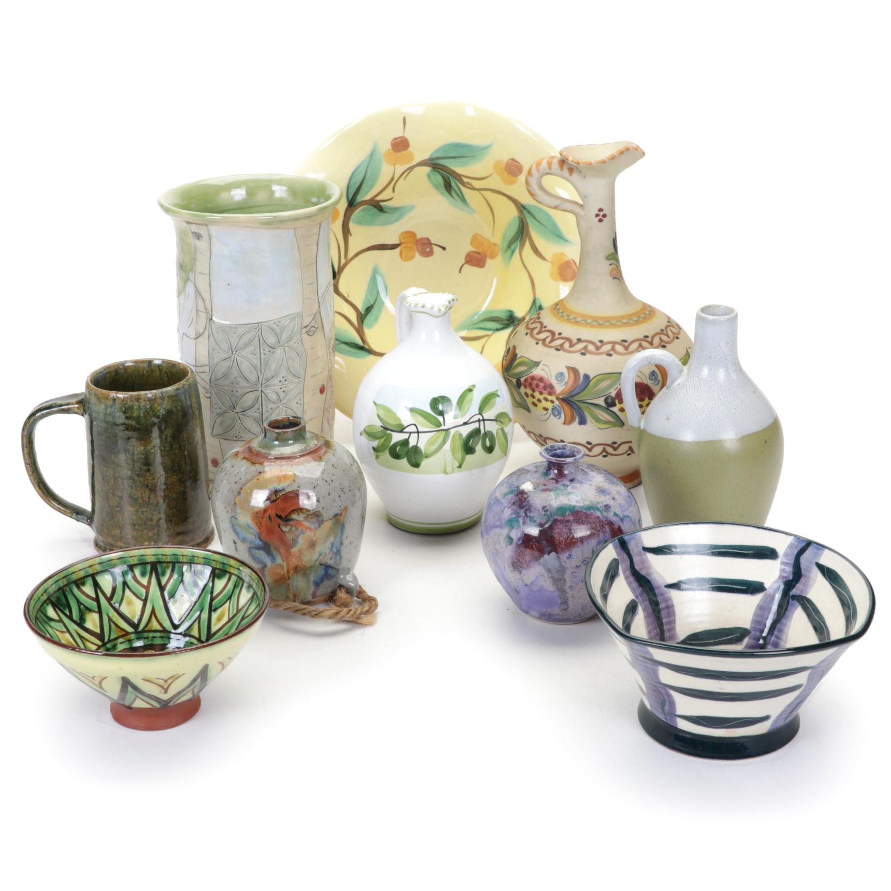 Pigeon Forge Pottery Bi-Color Jug and Other Colorful Art Pottery