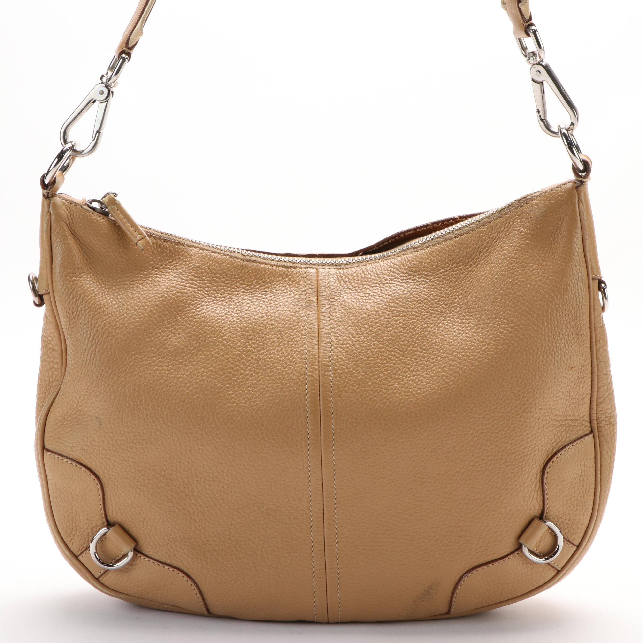 Prada Medium Zip Messenger Bag in Light Brown Leather