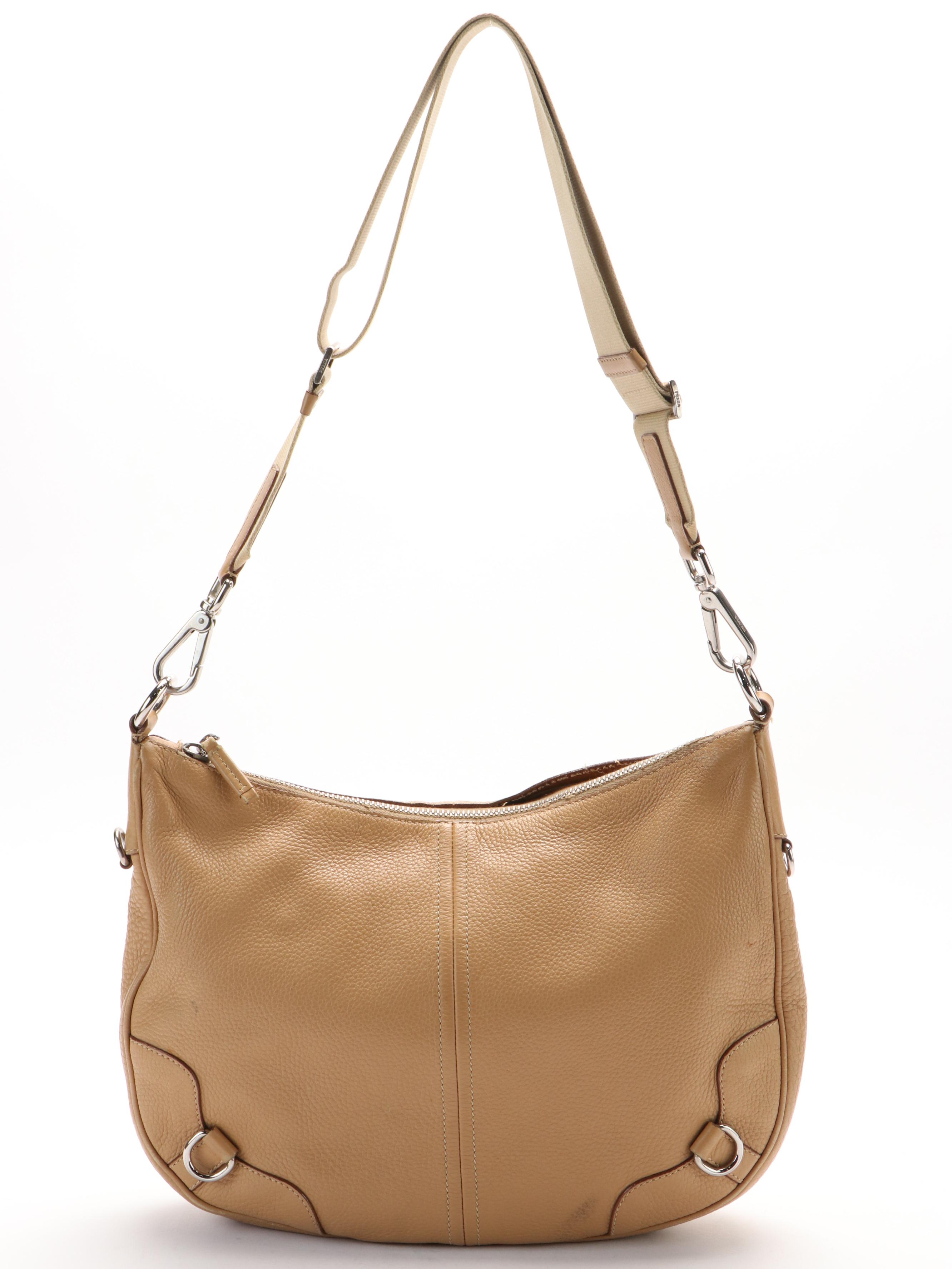 Prada Medium Zip Messenger Bag in Light Brown Leather