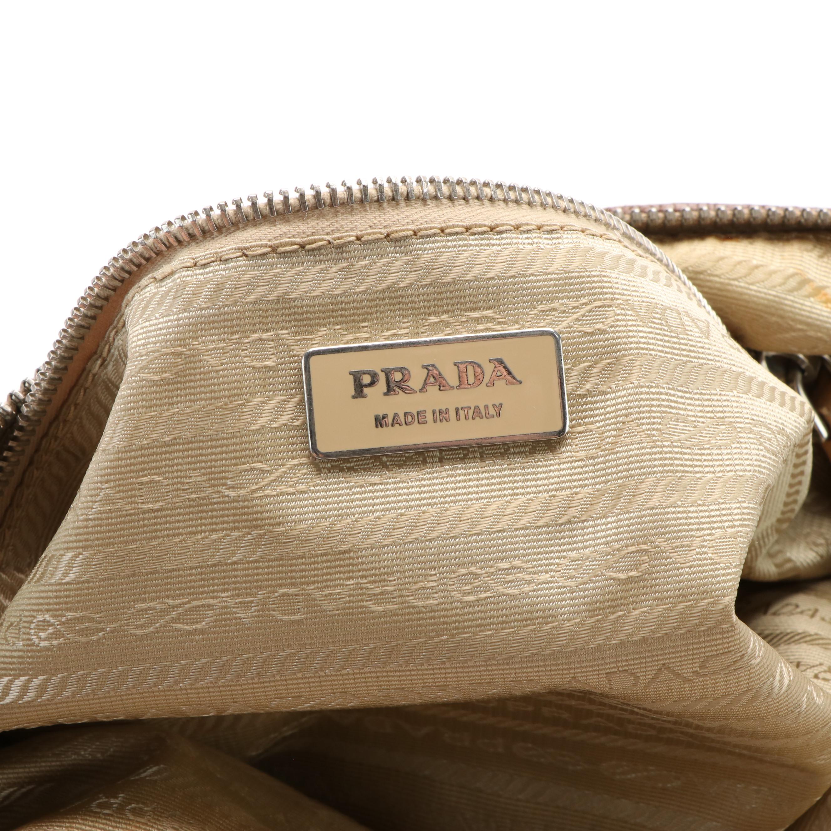 Prada Medium Zip Messenger Bag in Light Brown Leather