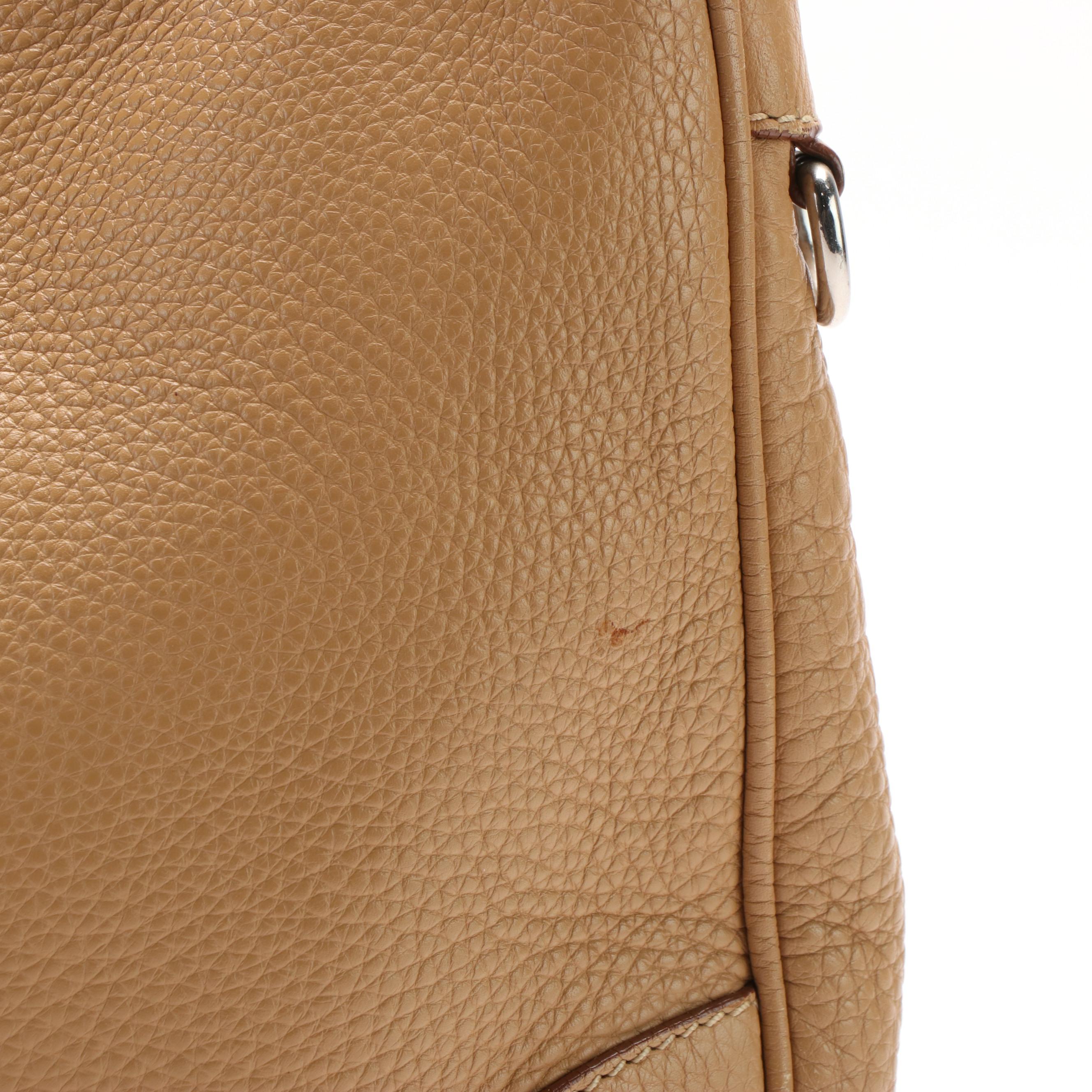 Prada Medium Zip Messenger Bag in Light Brown Leather