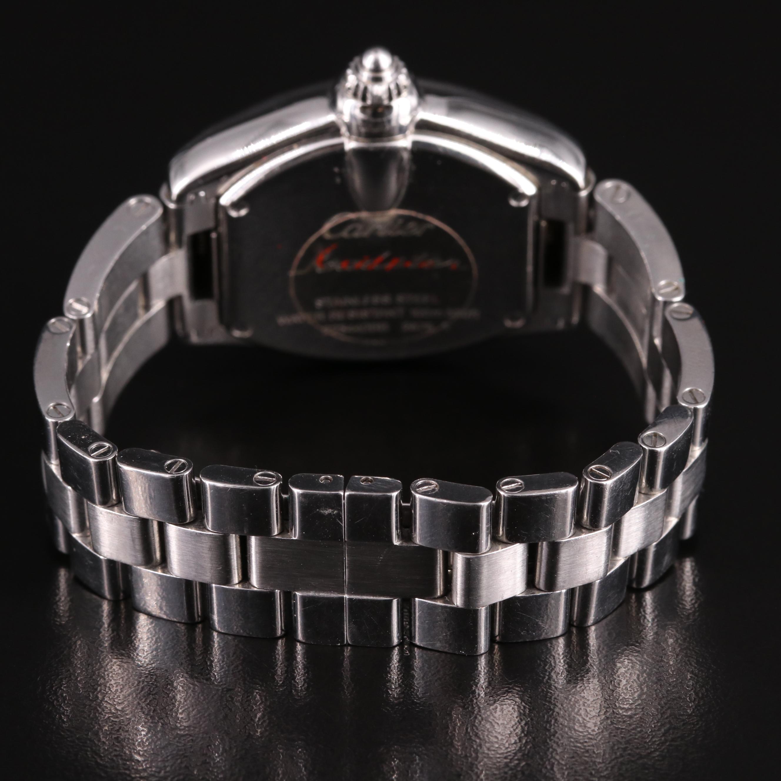 Cartier Roadster Pink Dial Stainless Steel Watch