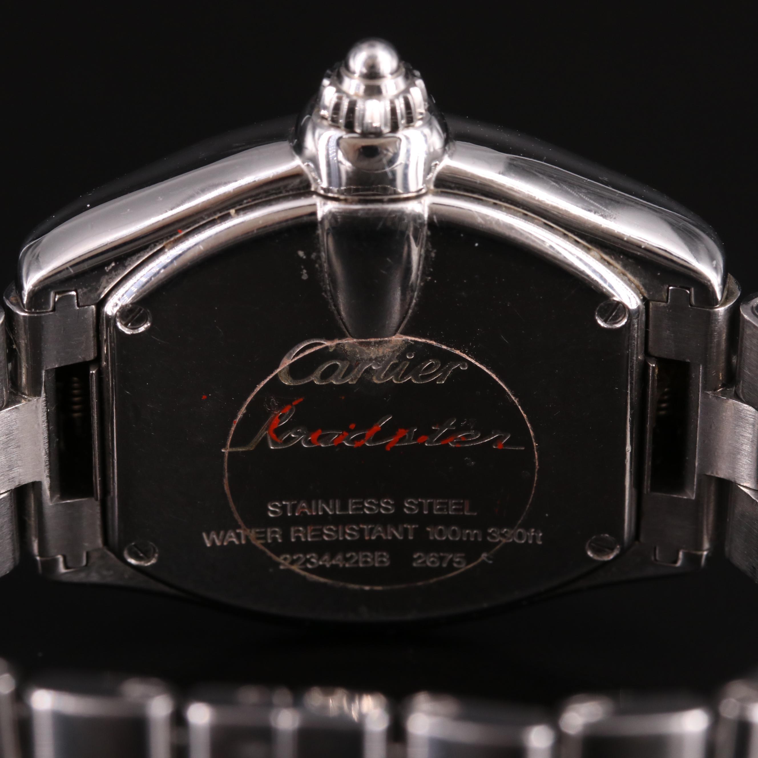 Cartier Roadster Pink Dial Stainless Steel Watch