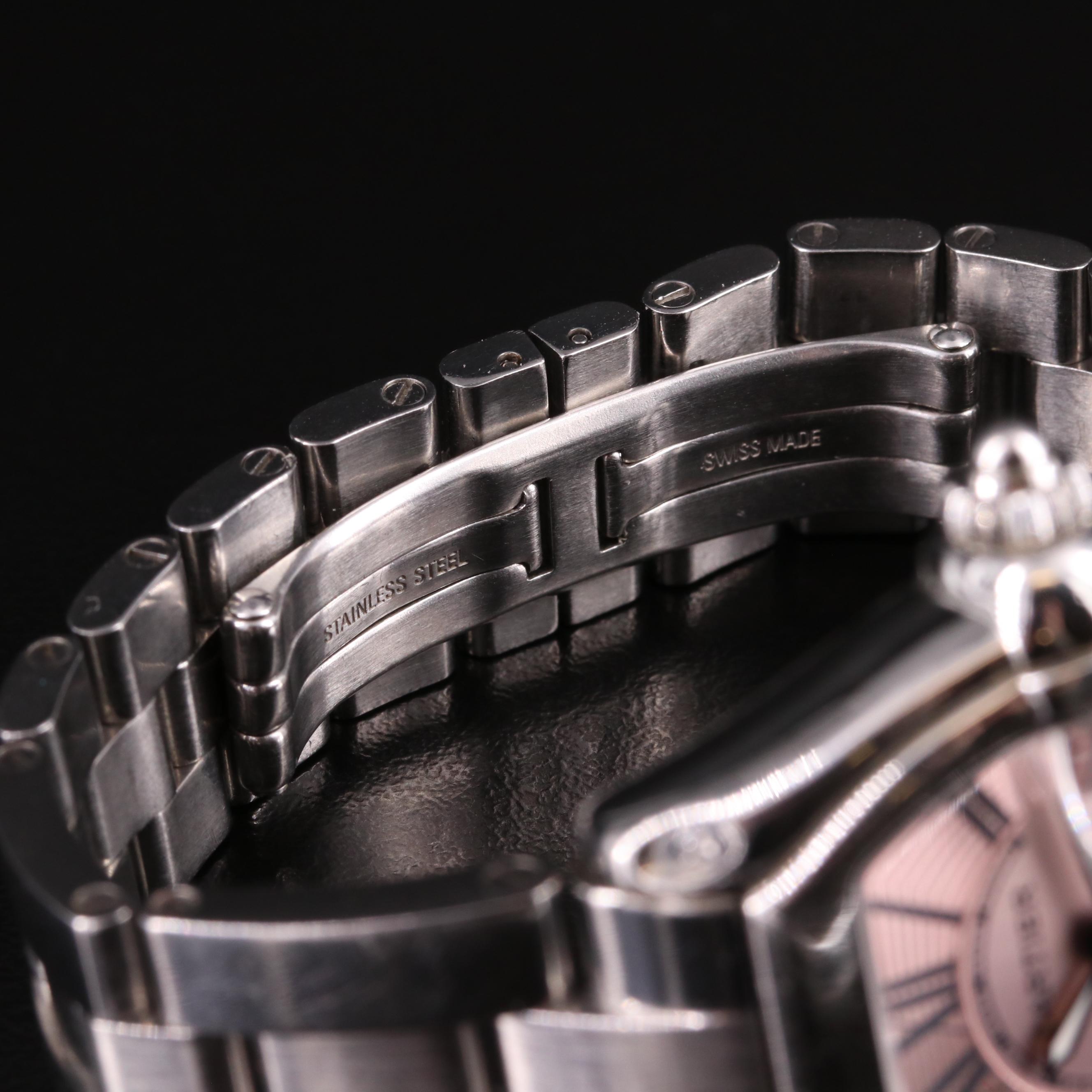 Cartier Roadster Pink Dial Stainless Steel Watch
