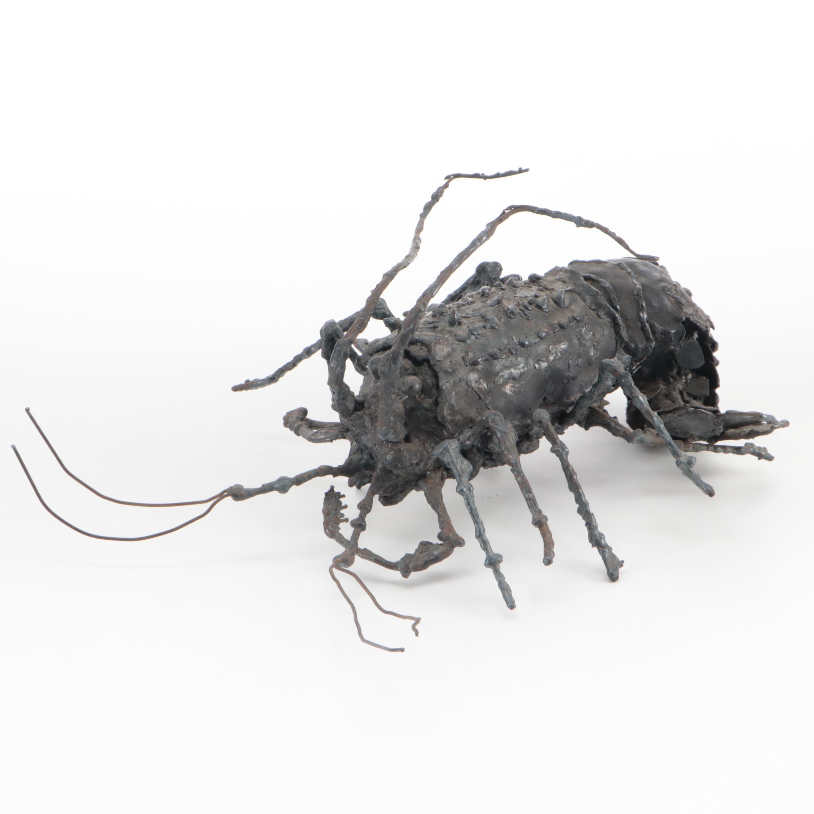 Modern Sculpted Metal Lobster-Shaped Box