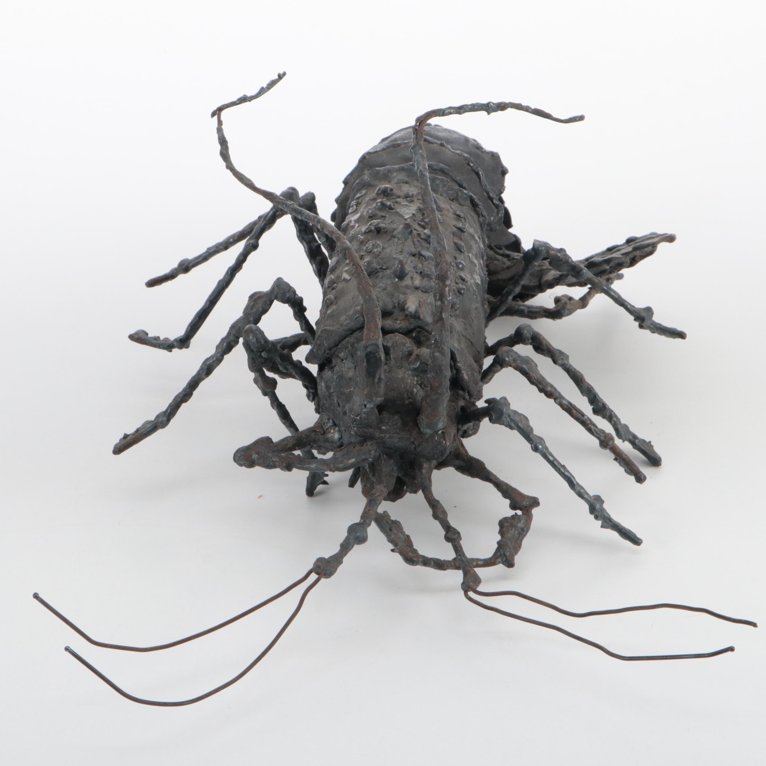 Modern Sculpted Metal Lobster-Shaped Box