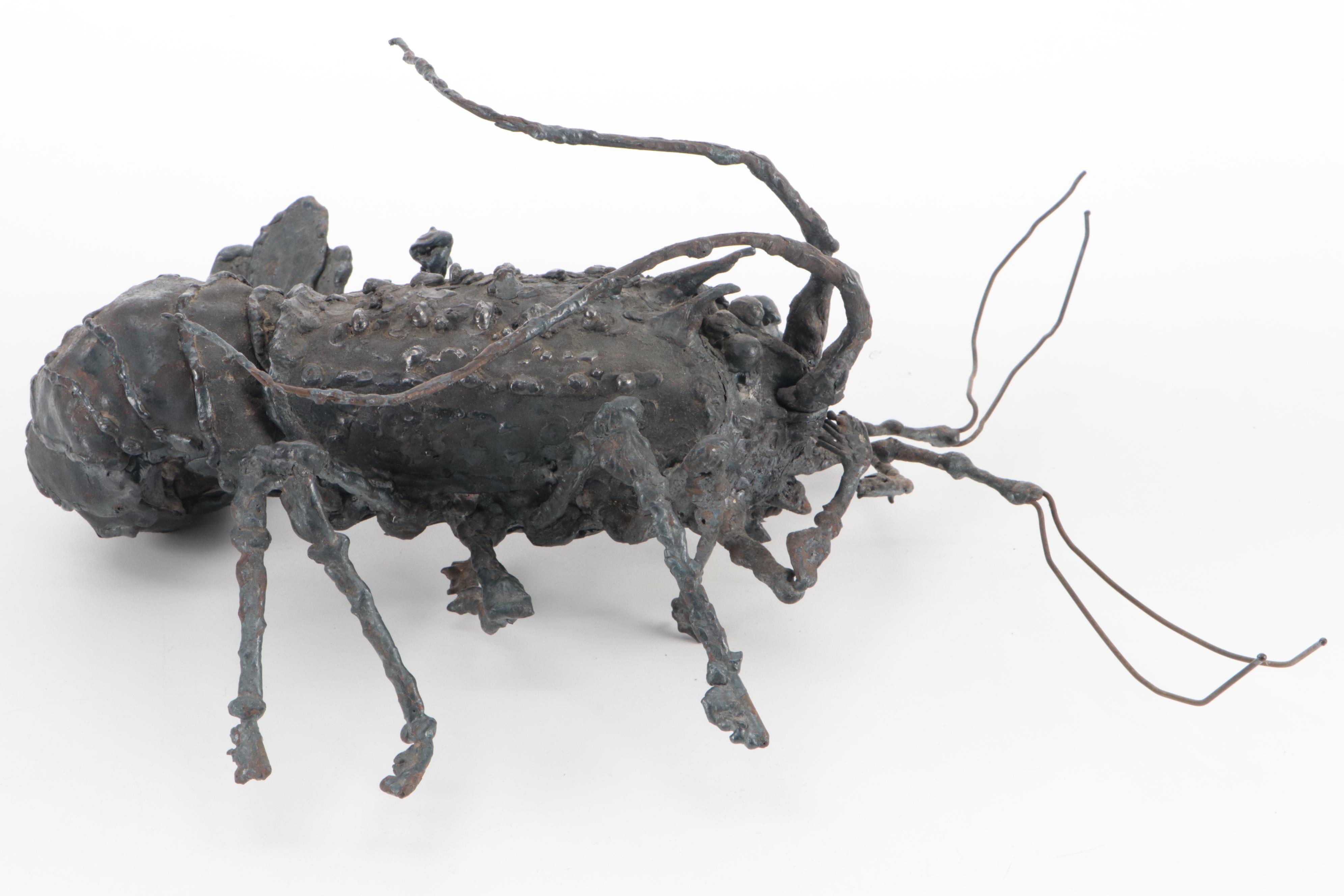 Modern Sculpted Metal Lobster-Shaped Box