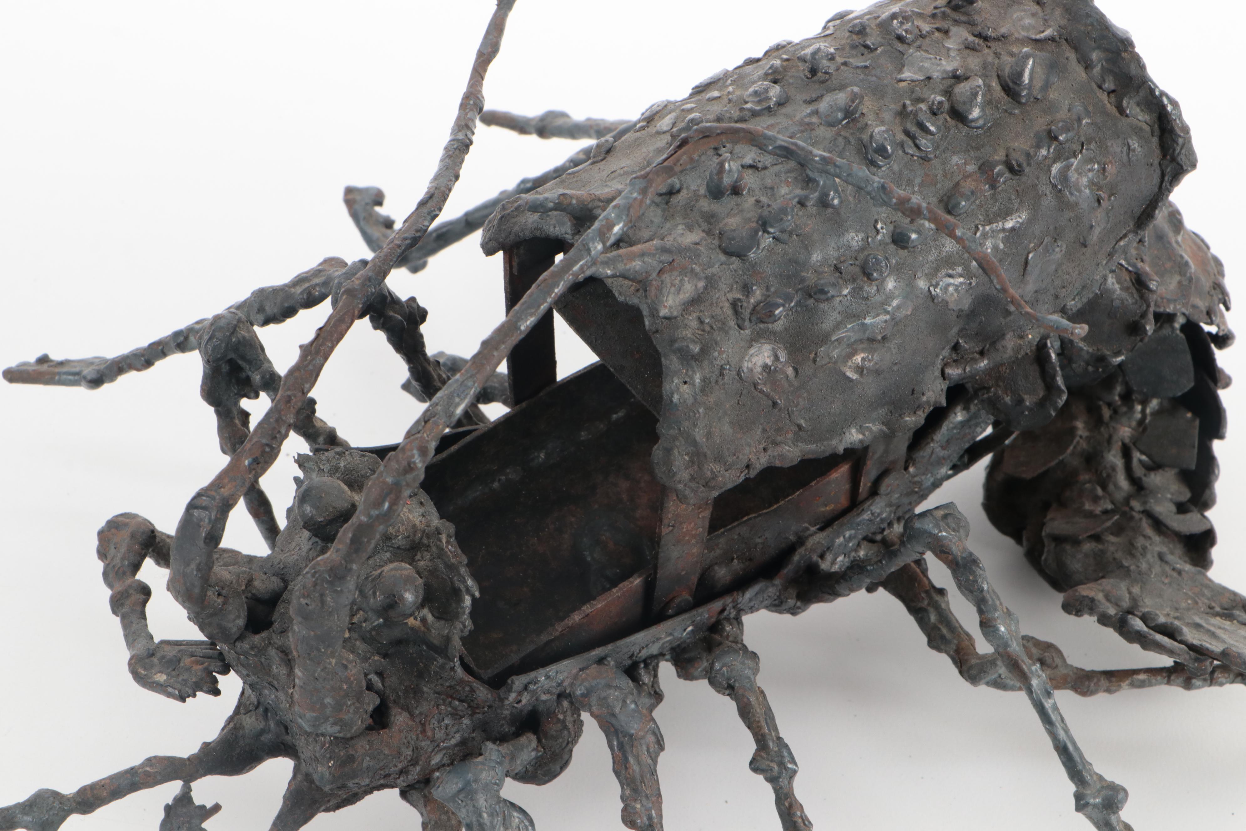 Modern Sculpted Metal Lobster-Shaped Box