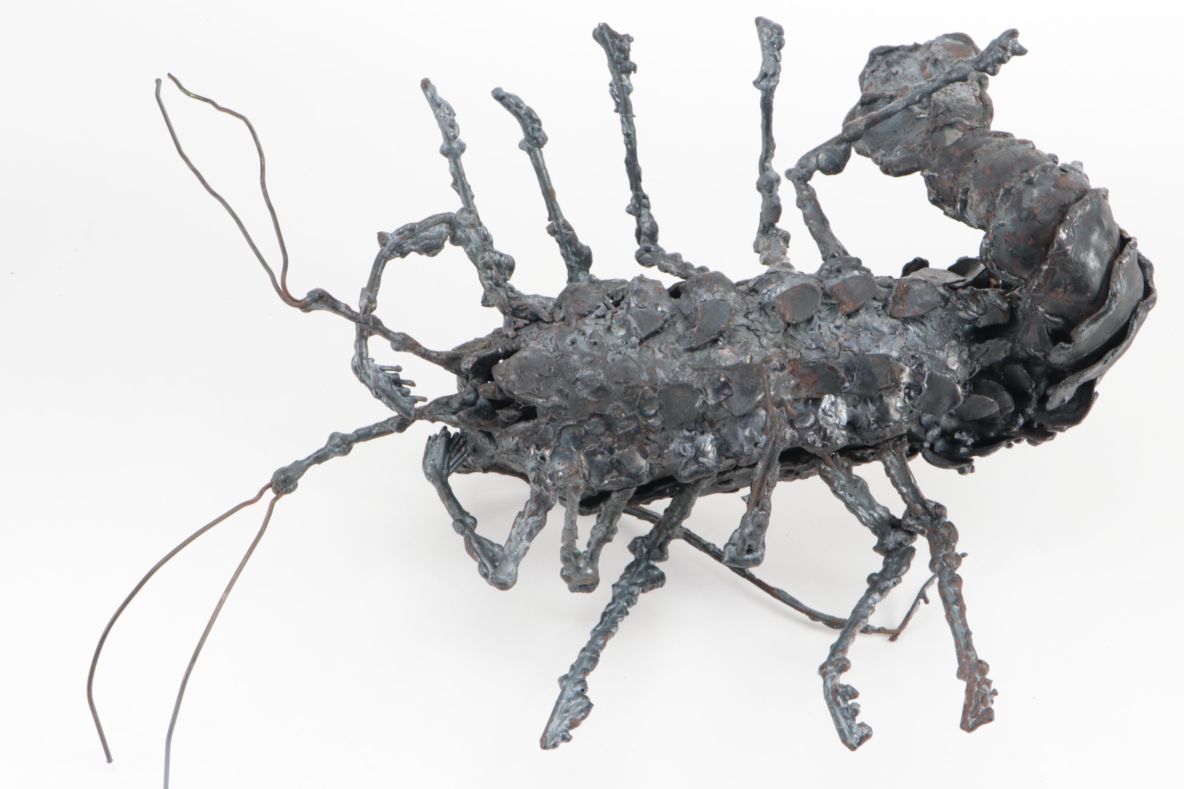 Modern Sculpted Metal Lobster-Shaped Box