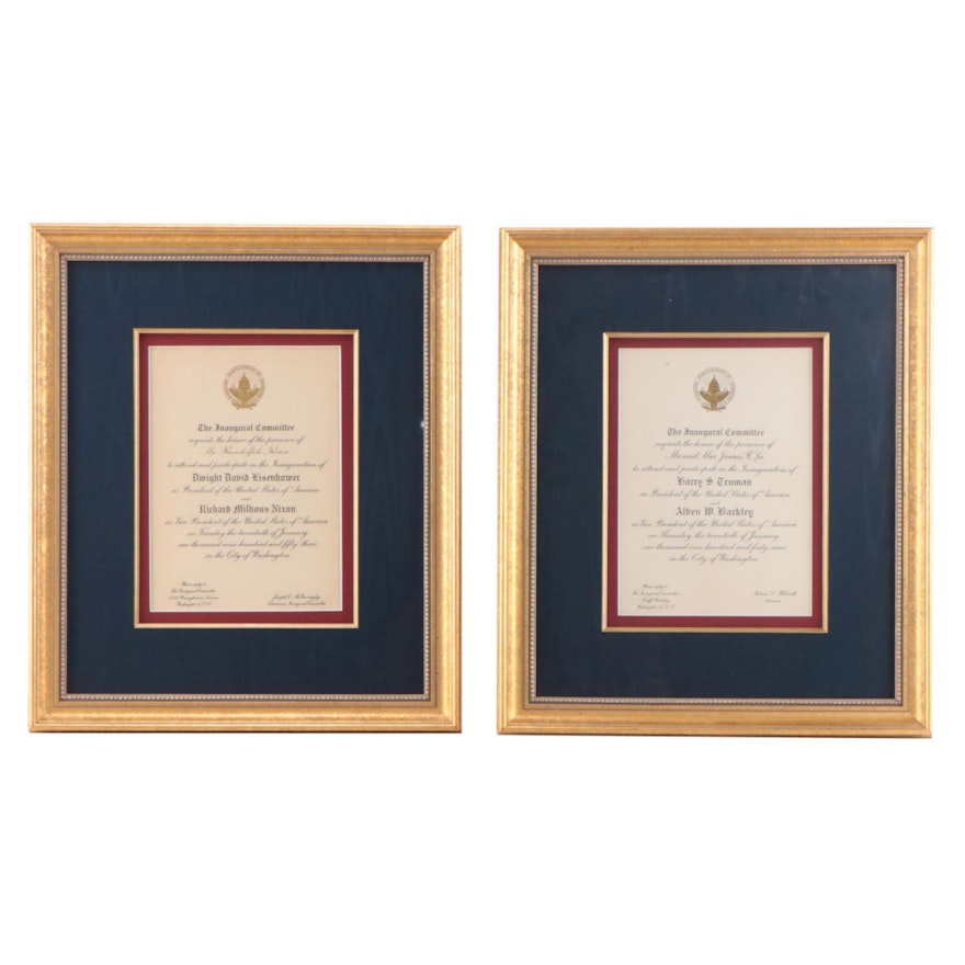 Presidential Inauguration Invitations for Harry S Truman and Dwight D Eisenhower