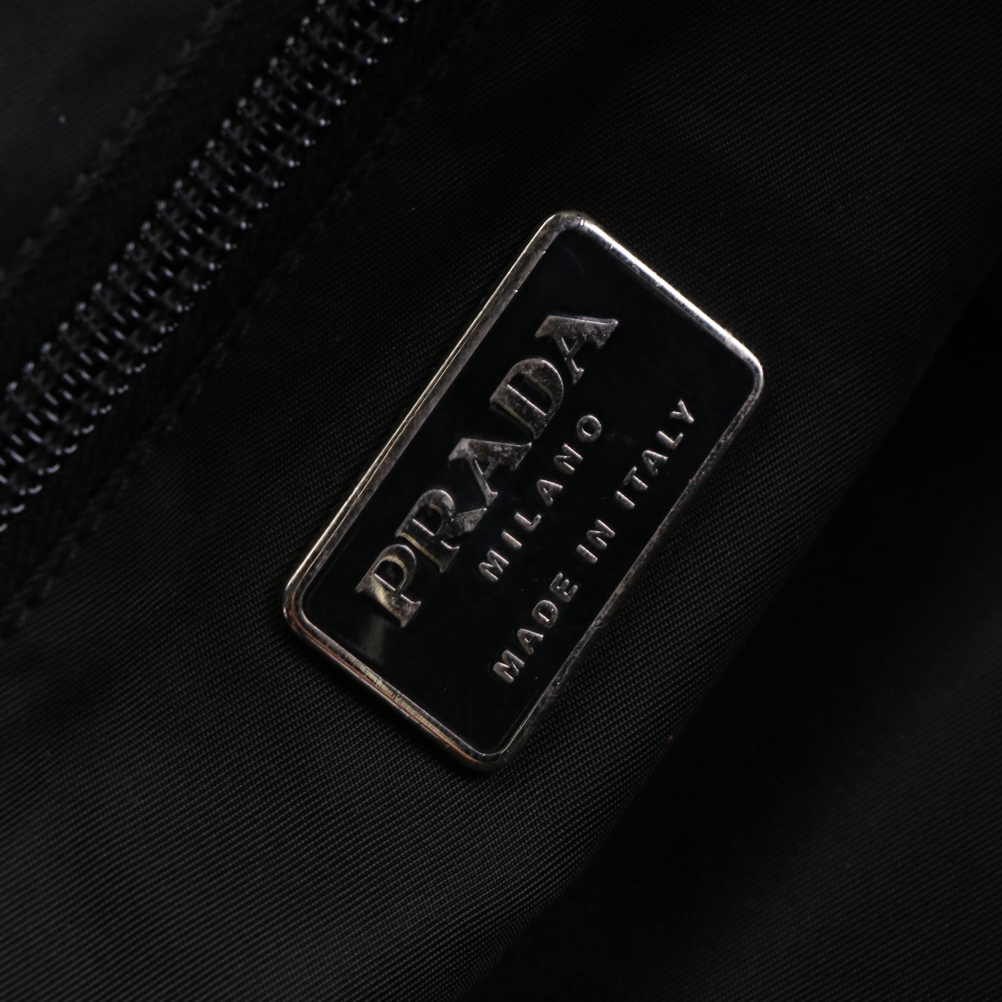 Prada Tessuto Tall Tote in Black Nylon with Lucite Handles