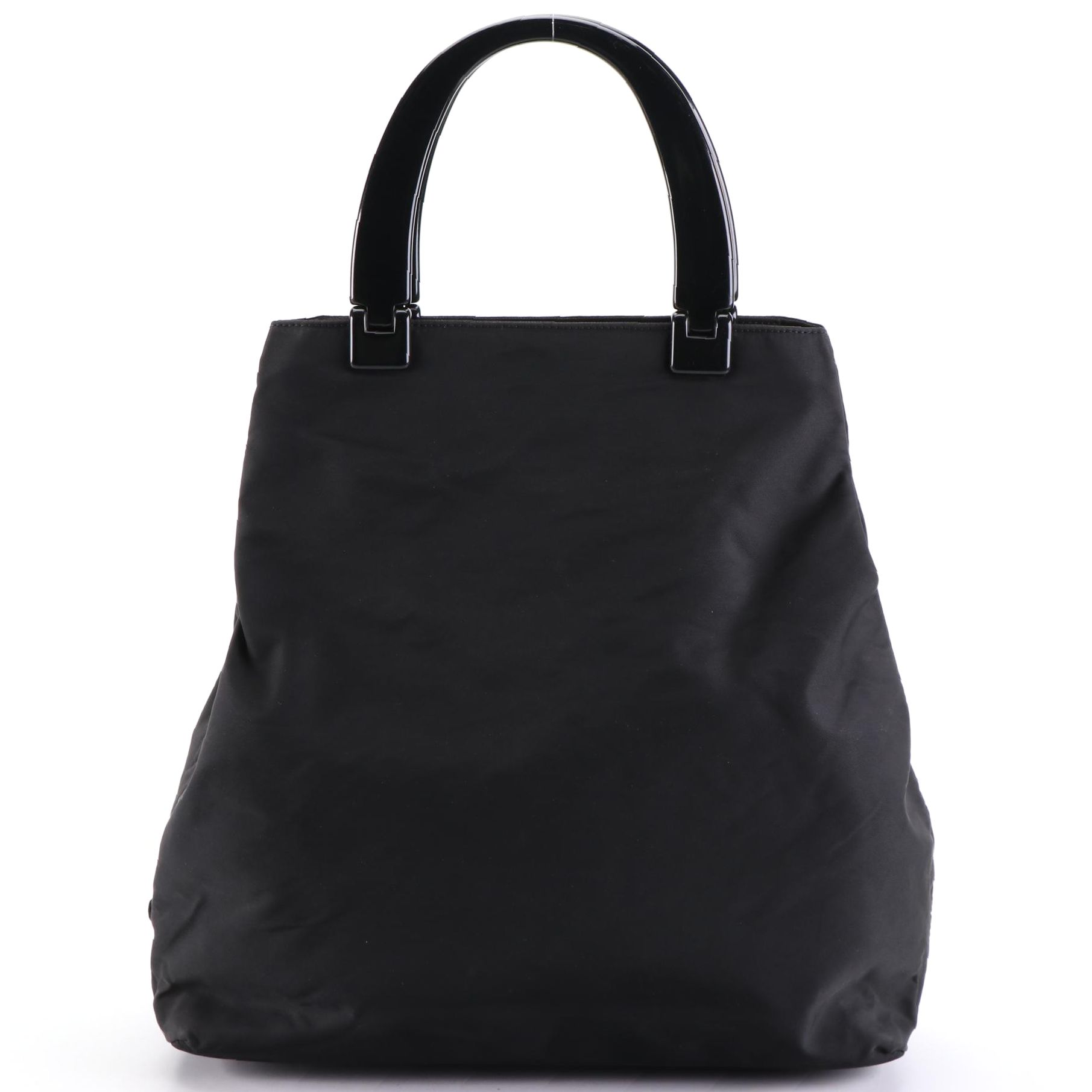 Prada Tessuto Tall Tote in Black Nylon with Lucite Handles