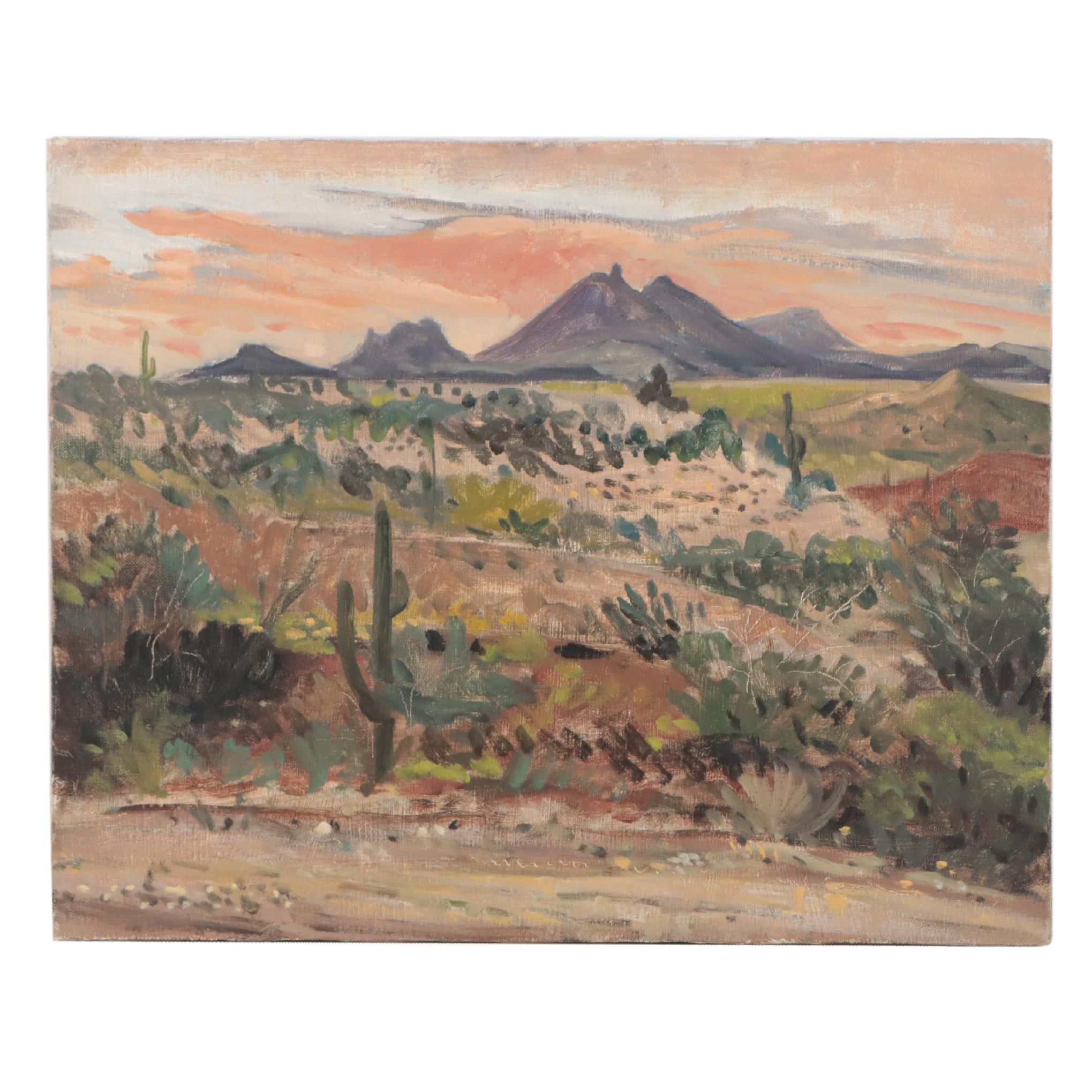William J. Greenwood Southwestern Oil Painting "West View Toward Pheniox..."