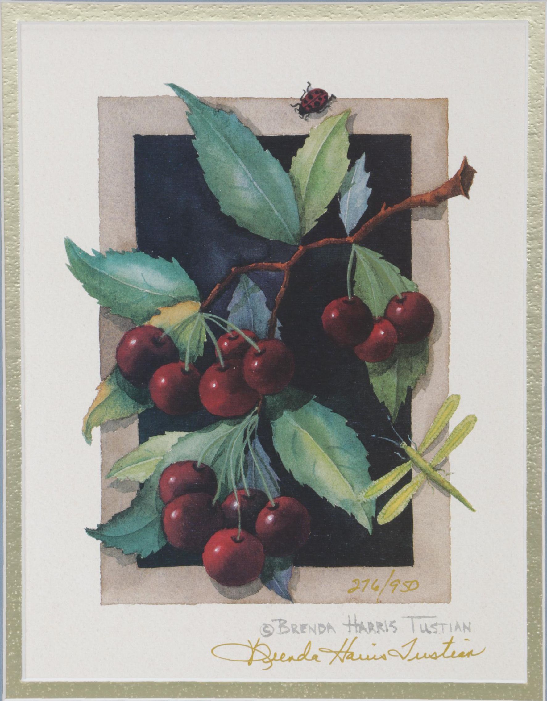 Brenda Harris Tustian Offset Lithograph of Cherries, Circa 2000