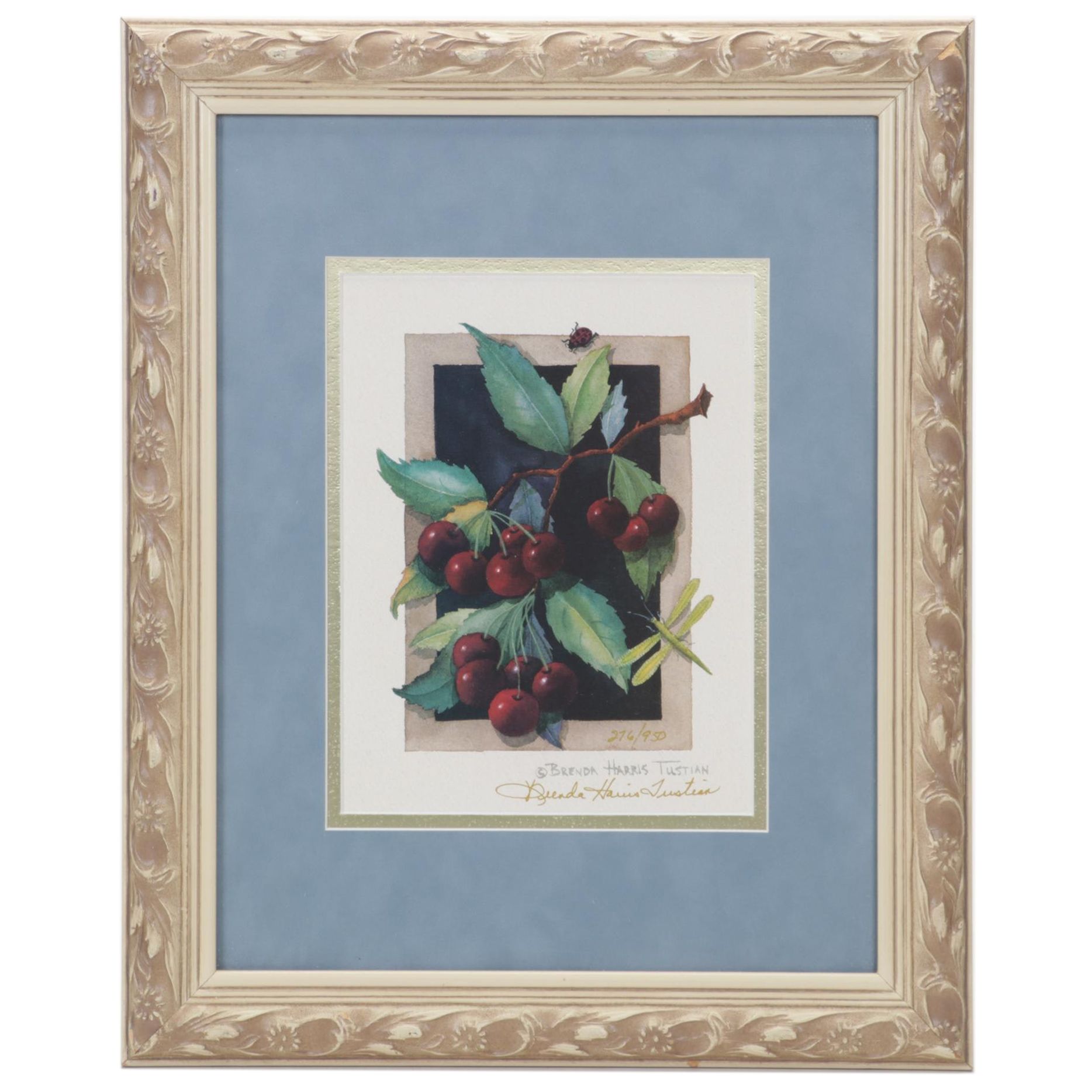 Brenda Harris Tustian Offset Lithograph of Cherries, Circa 2000