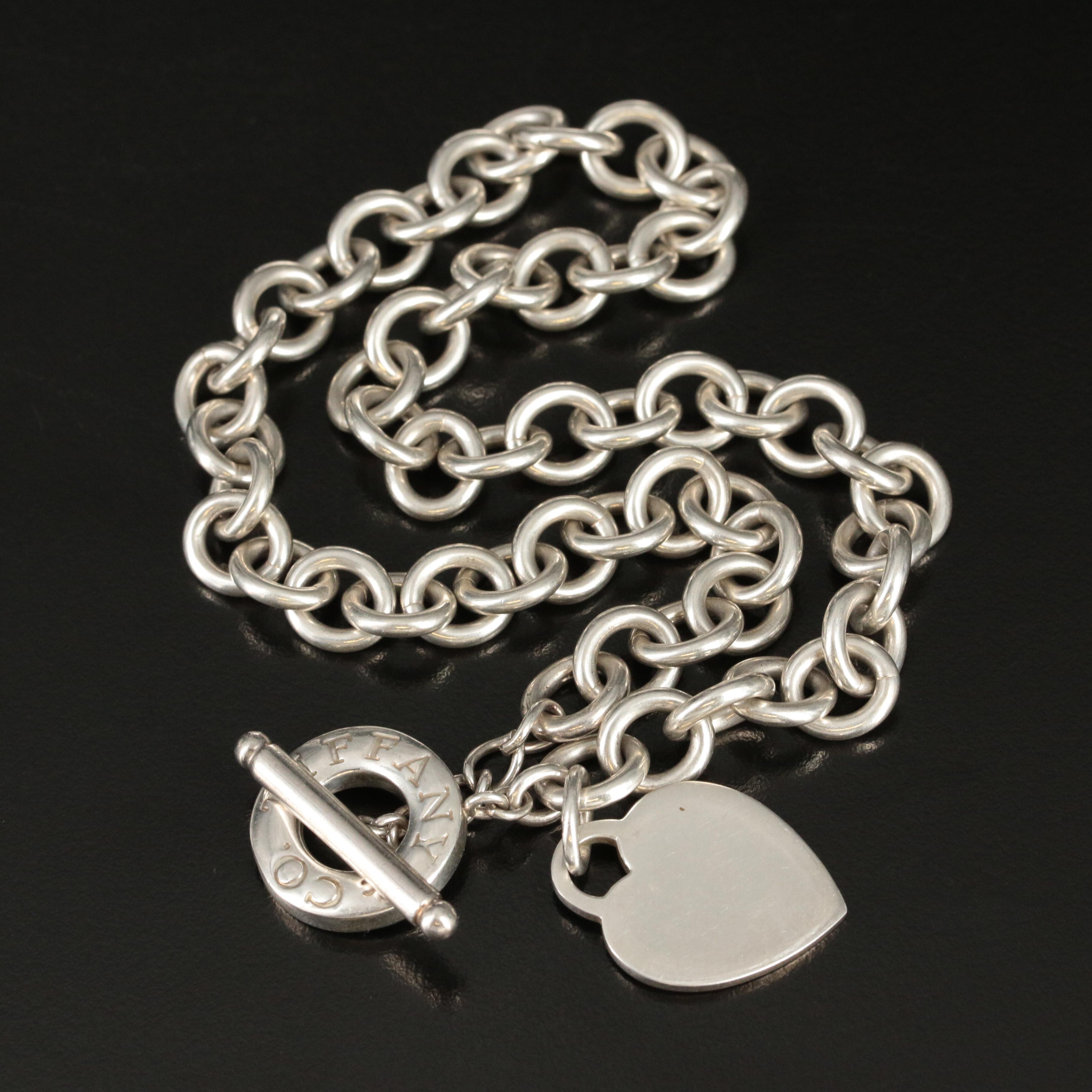 Tiffany & Co. Sterling Heart Tag Toggle Necklace