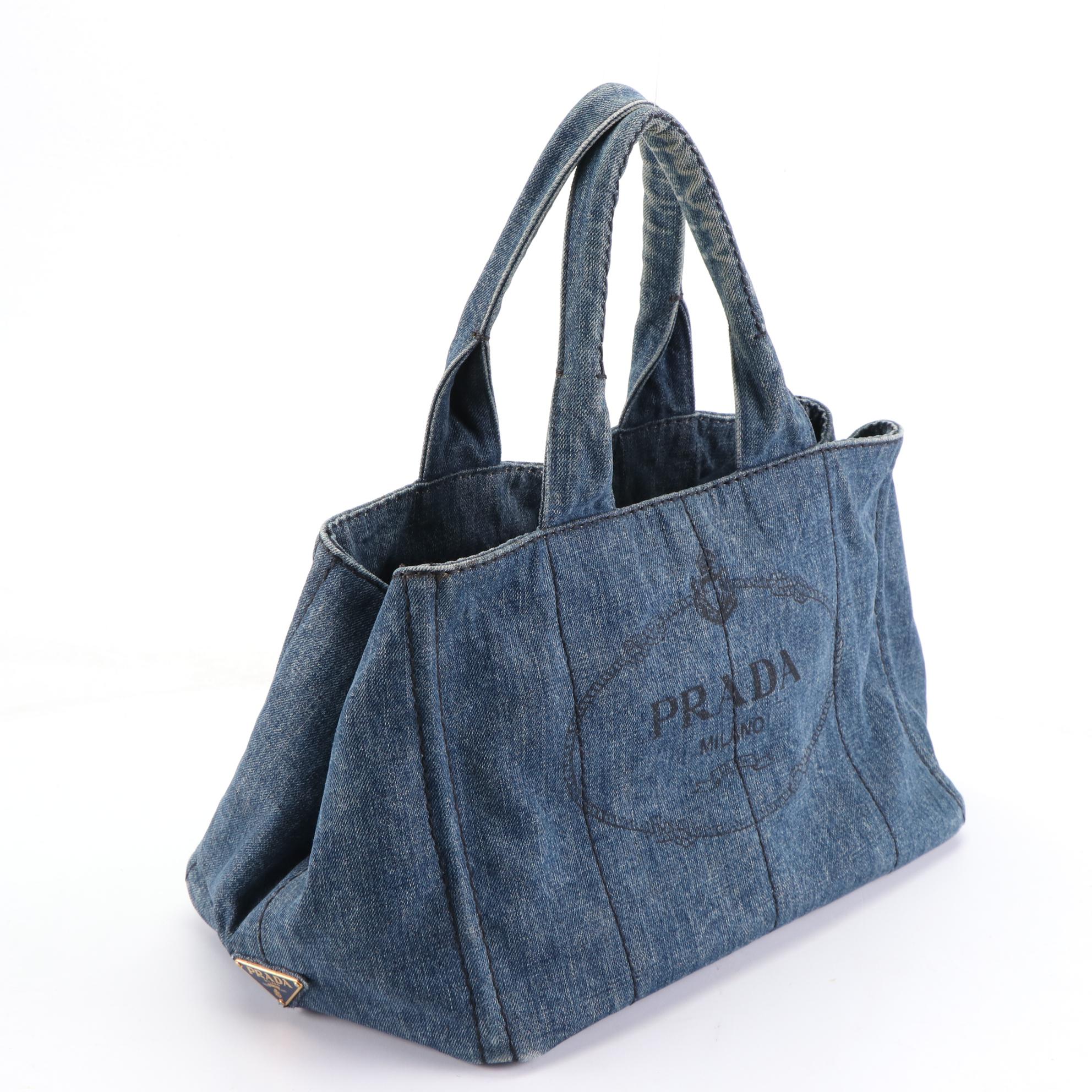 Prada Canapa Logo Tote in Denim
